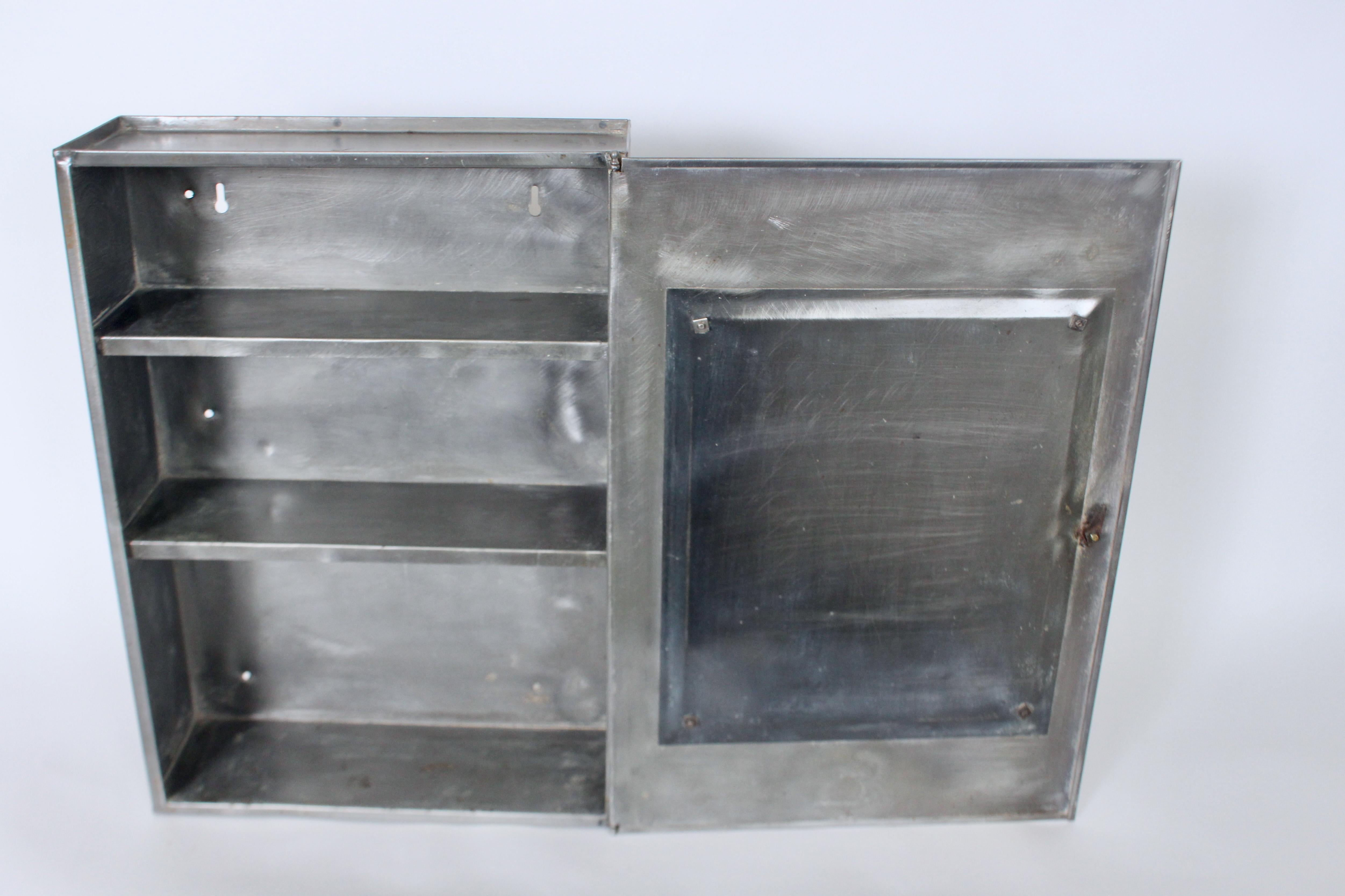 Early 20th Century Tall Steel & Glass Medicine Cabinet For Sale 2