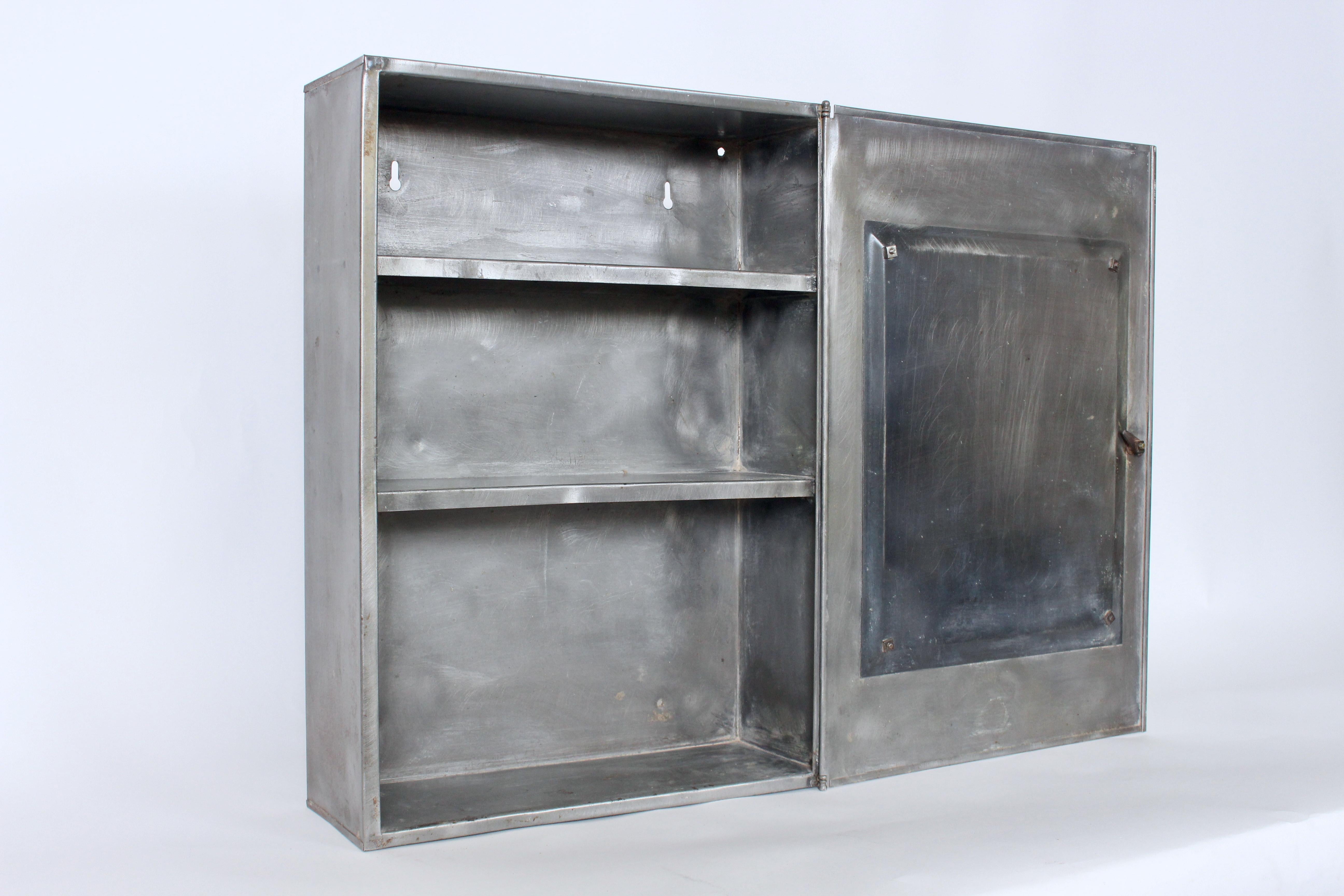 Early 20th Century Tall Steel & Glass Medicine Cabinet For Sale 3
