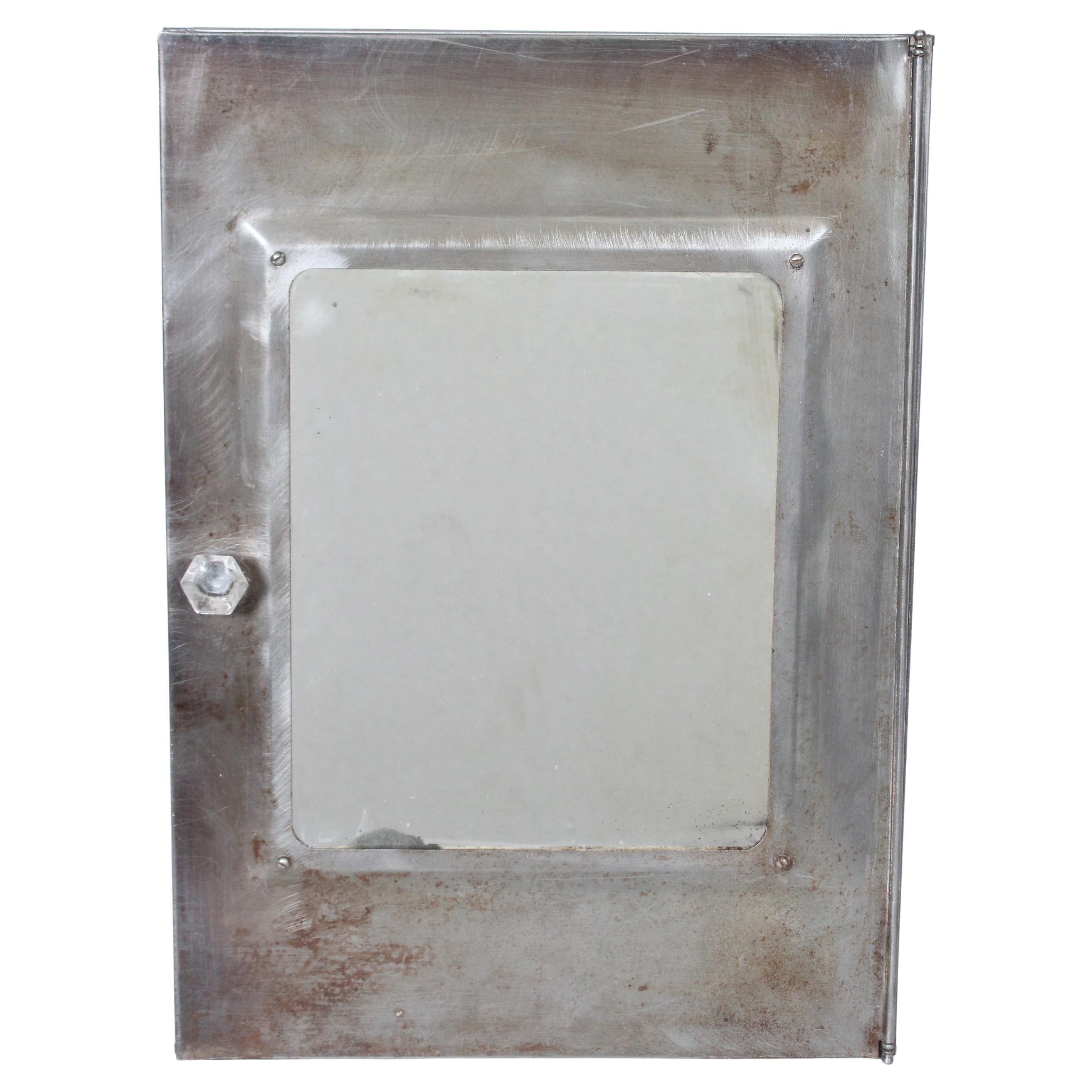 Early 20th Century Tall Steel & Glass Medicine Cabinet