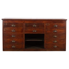 Early 20th Century Teak Bank of Drawers