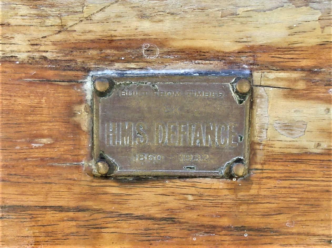 Early 20th Century Teak Ship's Bench from HMS Defiance For Sale 5