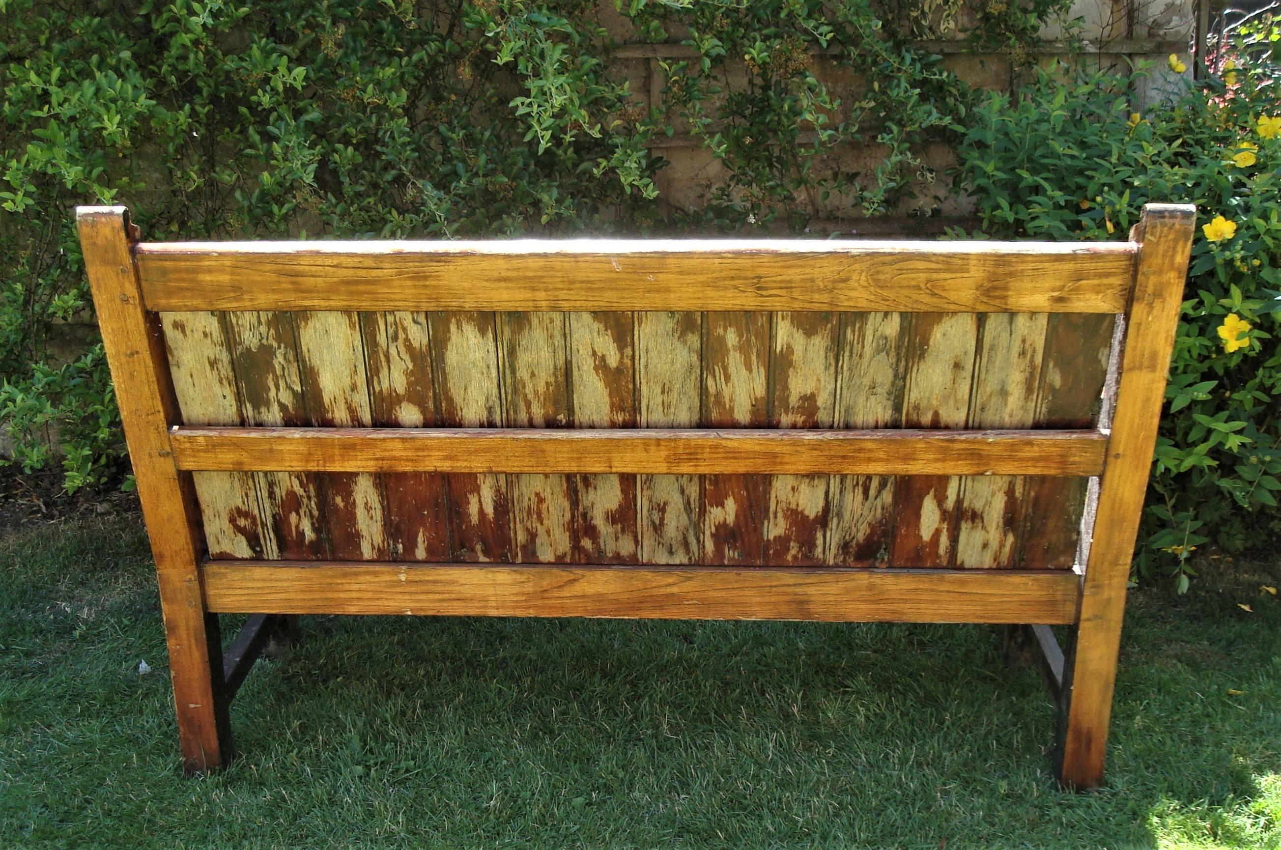 Early 20th Century Teak Ship's Bench from HMS Defiance For Sale 2