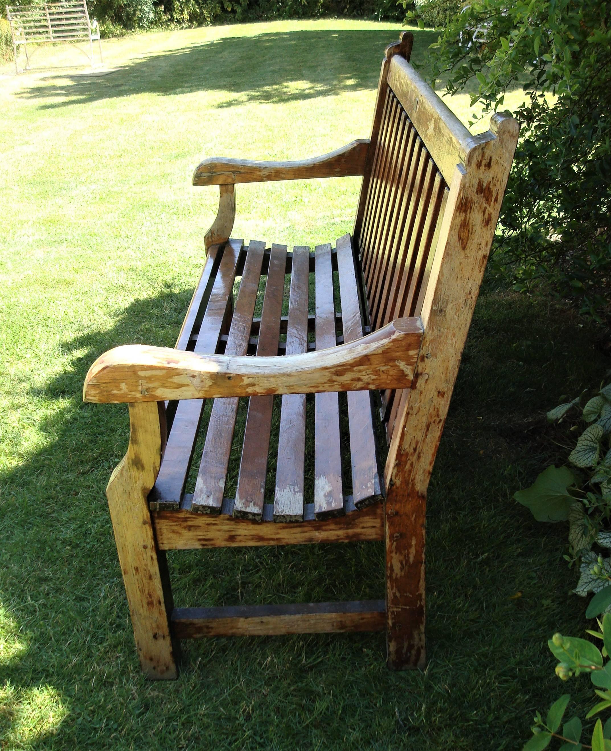Early 20th Century Teak Ship's Bench from HMS Defiance For Sale 4