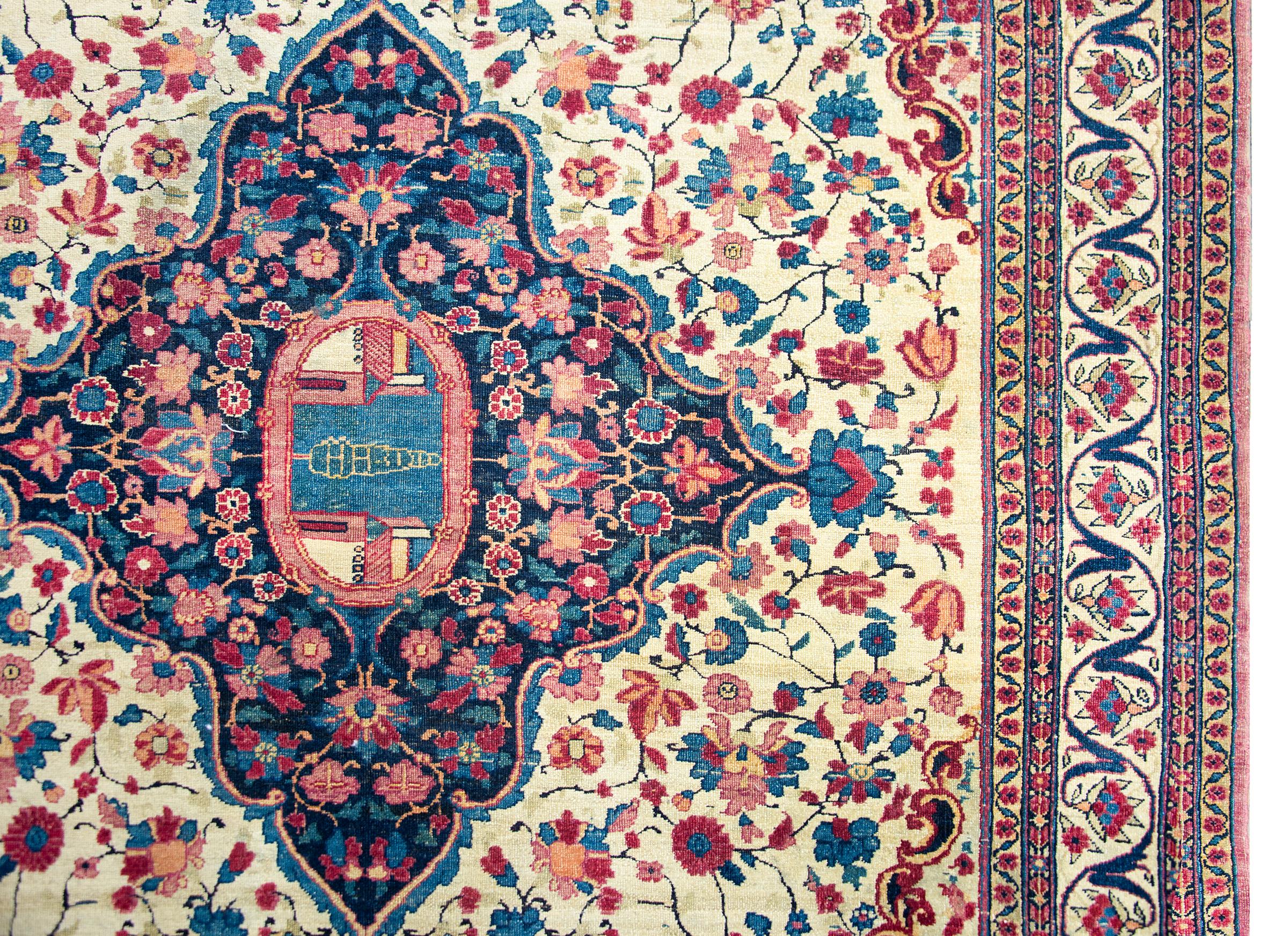 Hand-Knotted Early 20th Century Tehran Rug For Sale
