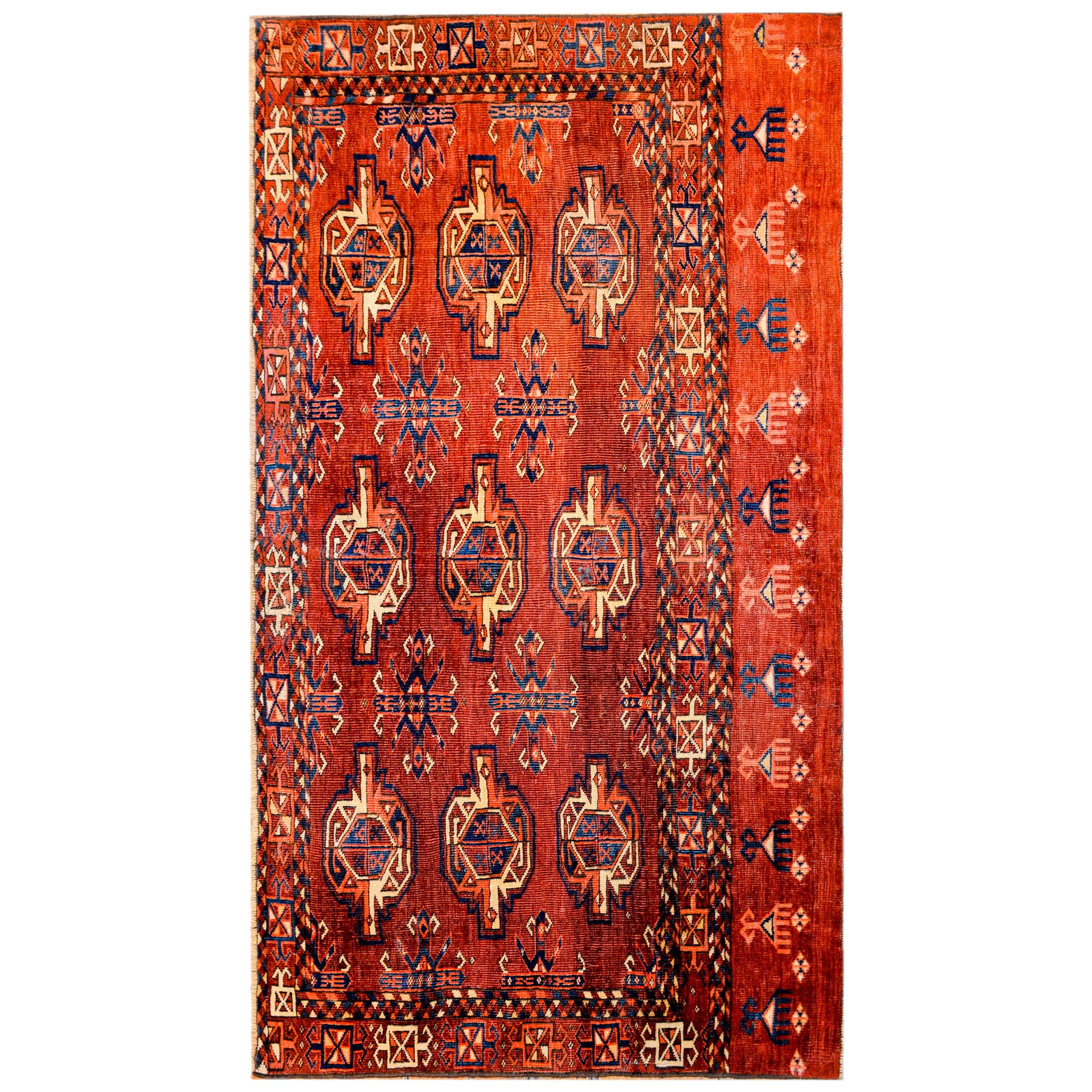 Early 20th Century Teke Bag Face Rug For Sale
