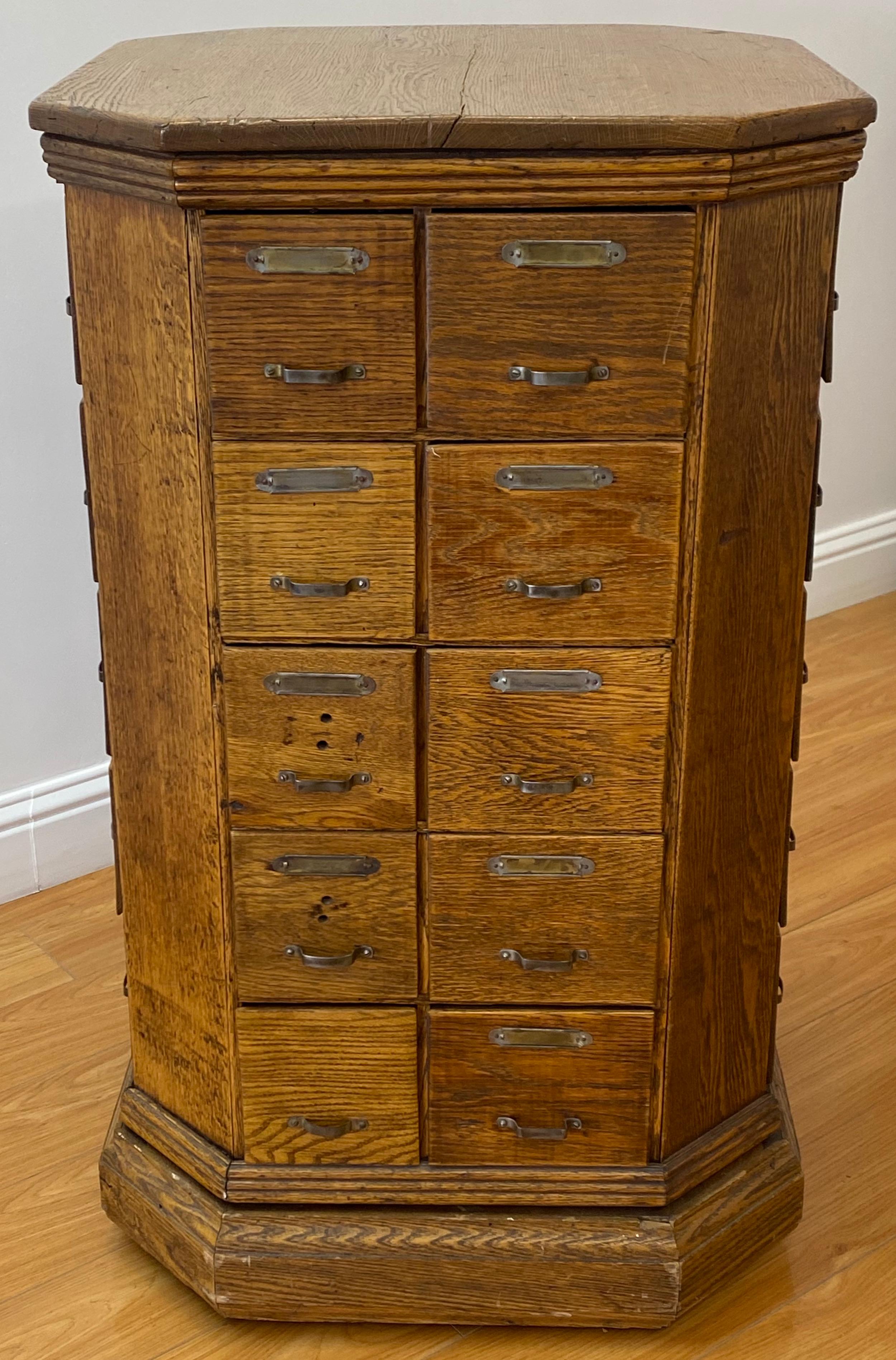 Early 20th century Tennessee oak hardware cabinet, circa 1910

American antique hardware cabinet by A.R. Brown of Erwin, Tennessee

Measures: 24