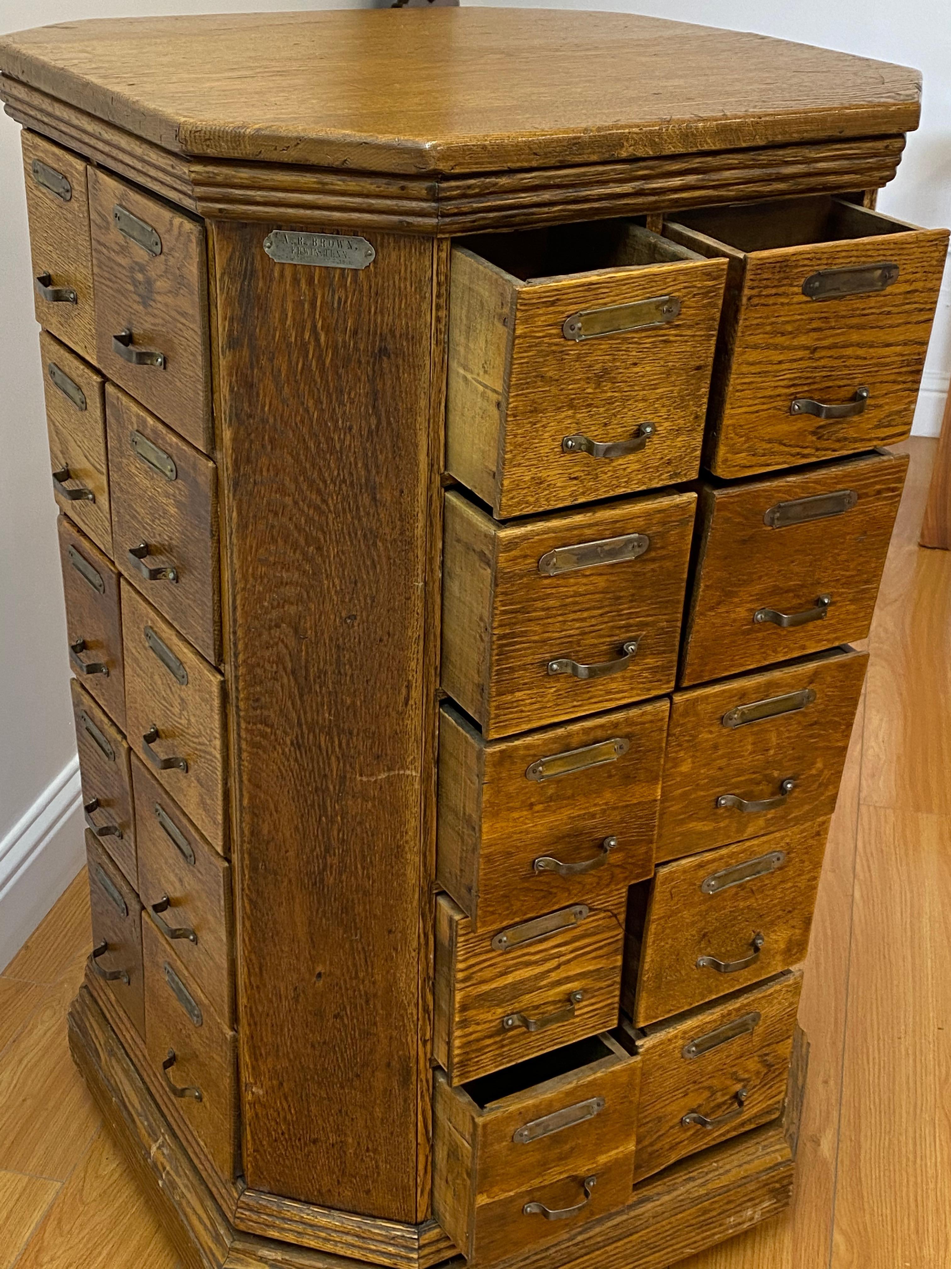 Hand-Crafted Early 20th Century Tennessee Oak Hardware Cabinet, circa 1910