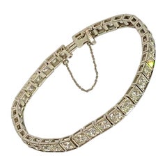 Antique Early 20th Century Tennis Bracelet from 1920, 40 Diamonds, 8 Carat in Total