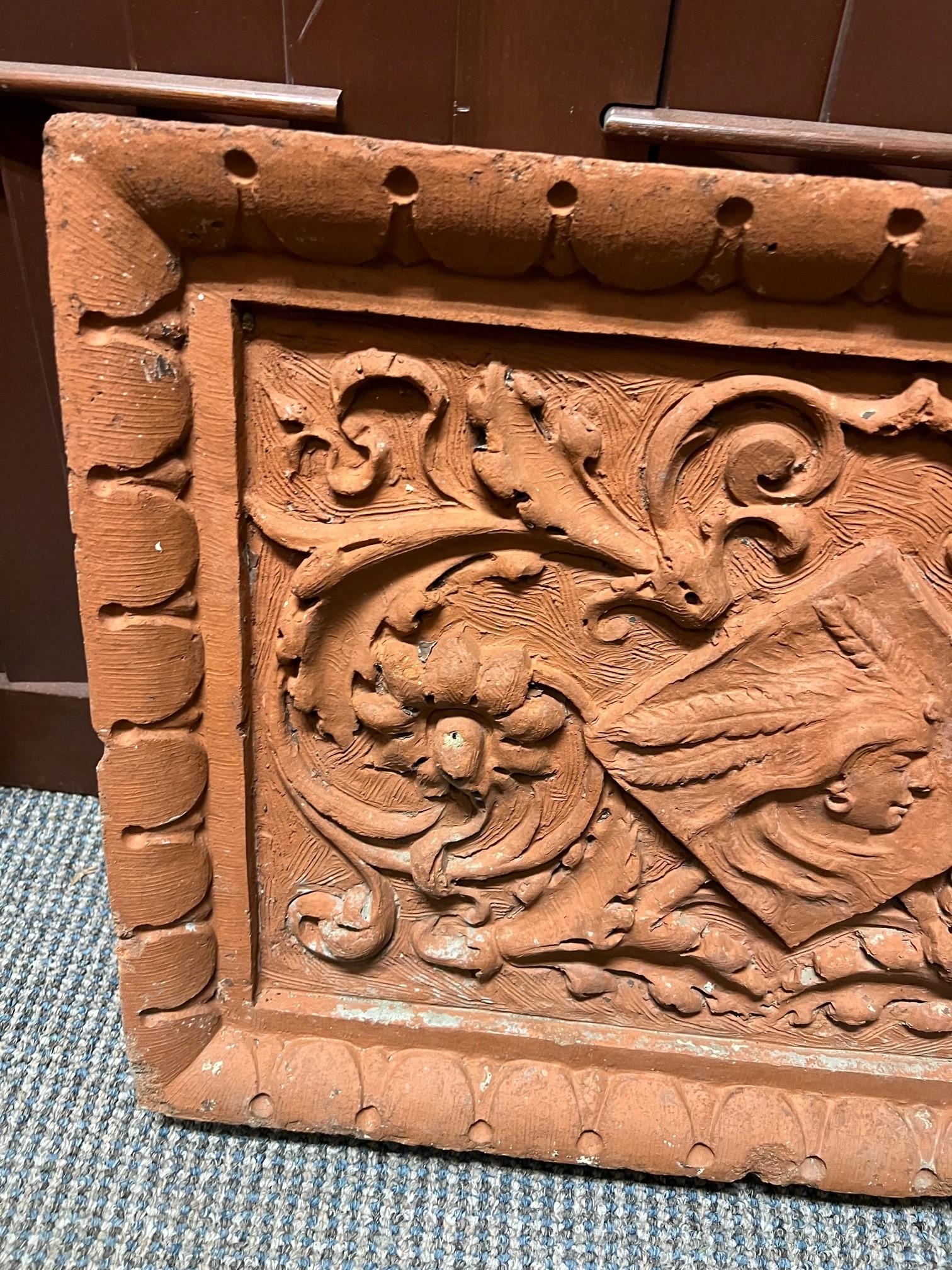 Early 20th Century Terra-Cotta Frieze, Indian Head with Egg & Dart Border NYC For Sale 1