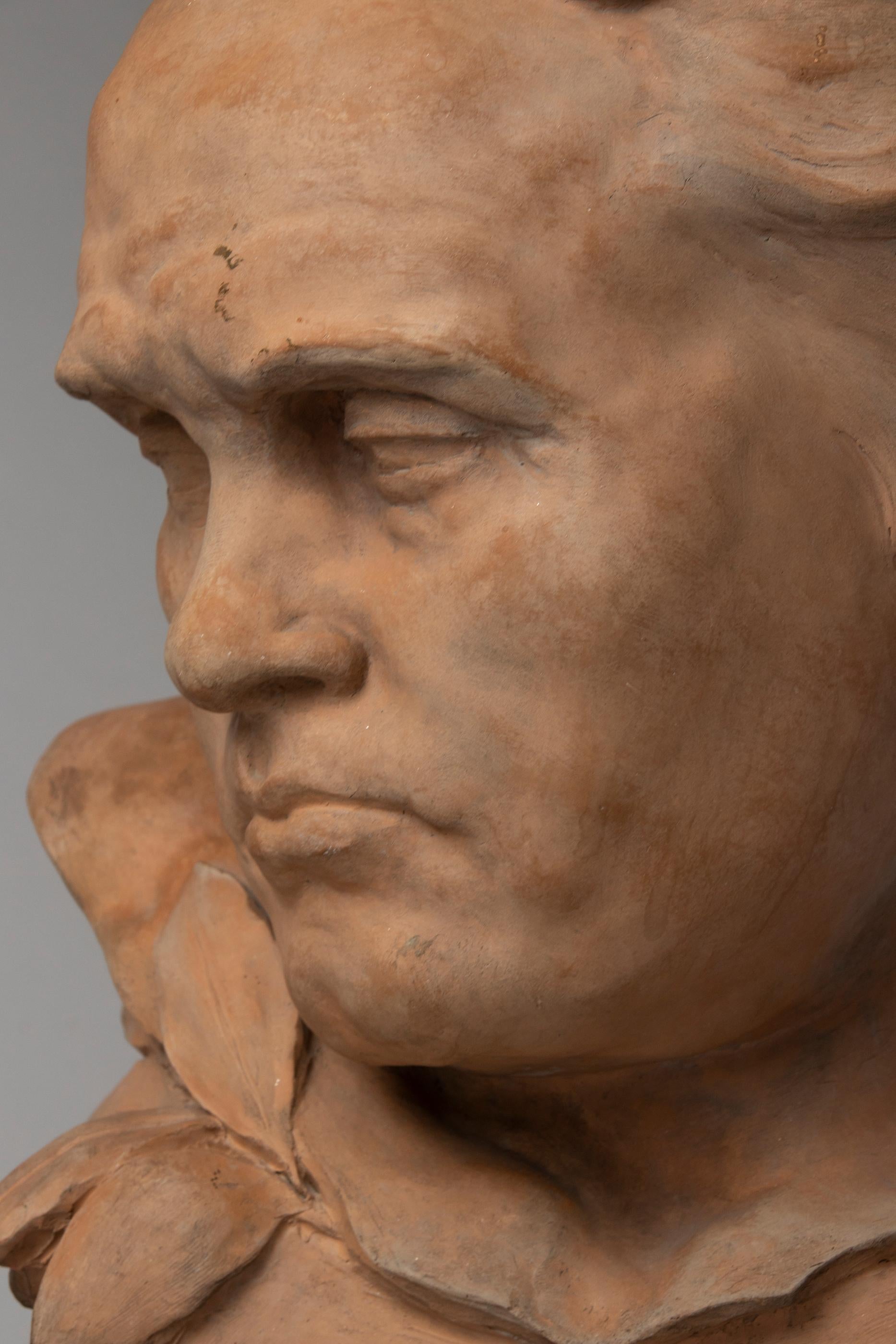 Early 20th Century Terracotta Bust Ludwig von Beethoven by A. Azori 4