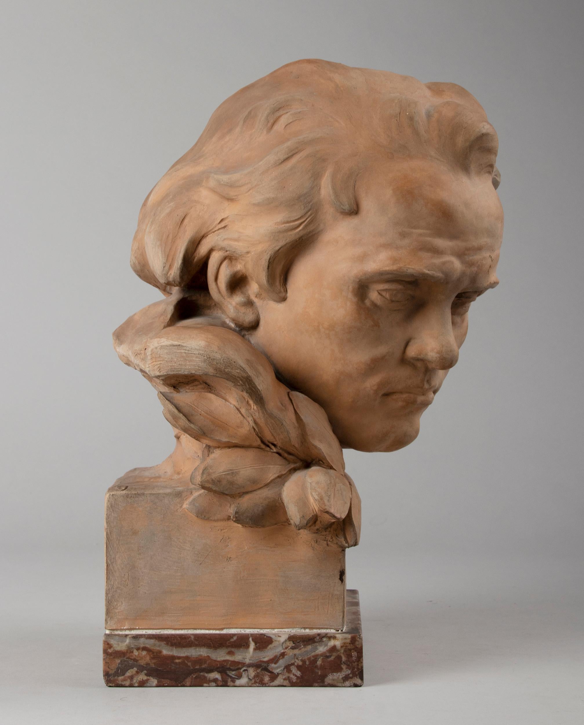Early 20th Century Terracotta Bust Ludwig von Beethoven by A. Azori 6