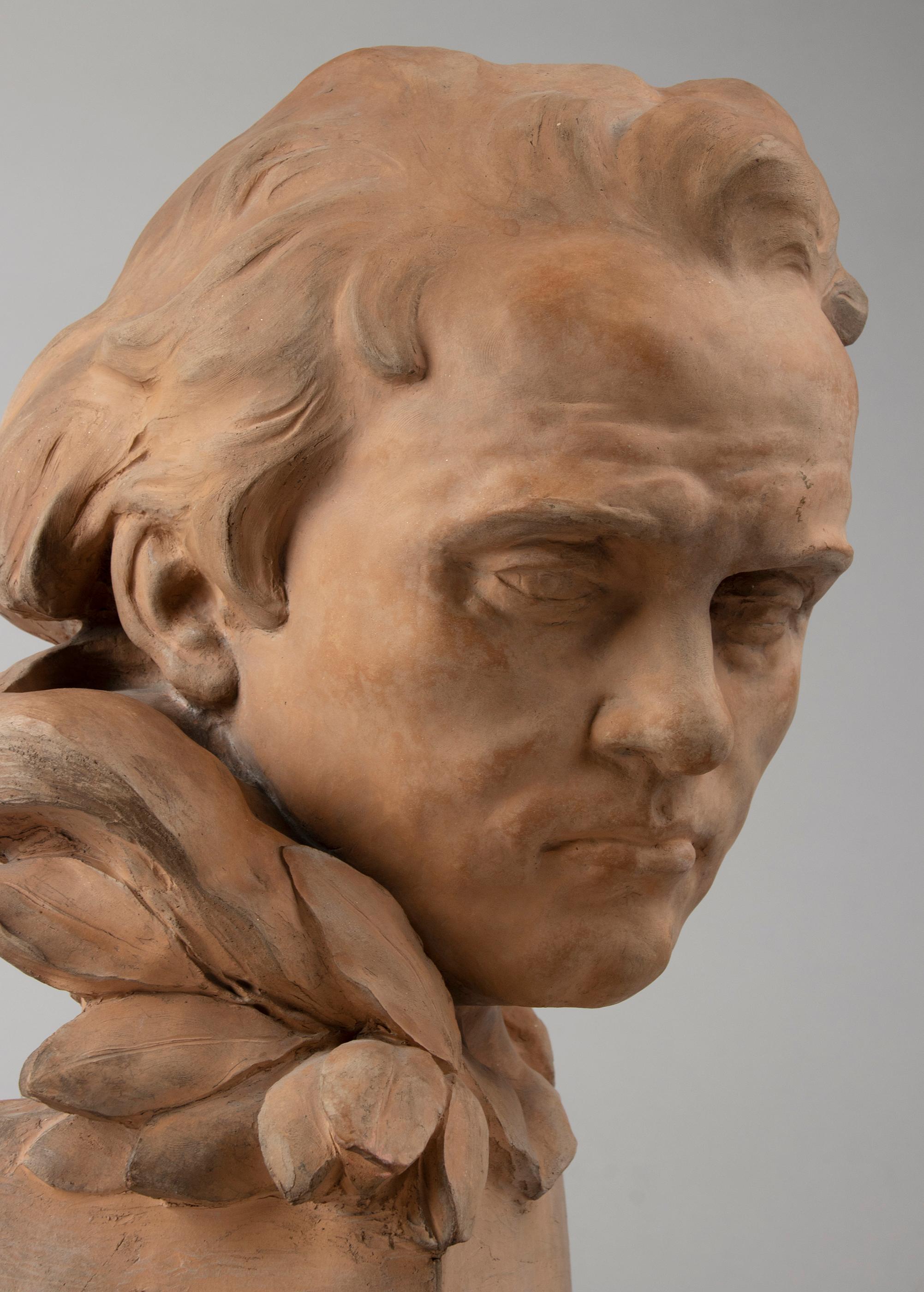 Early 20th Century Terracotta Bust Ludwig von Beethoven by A. Azori 7