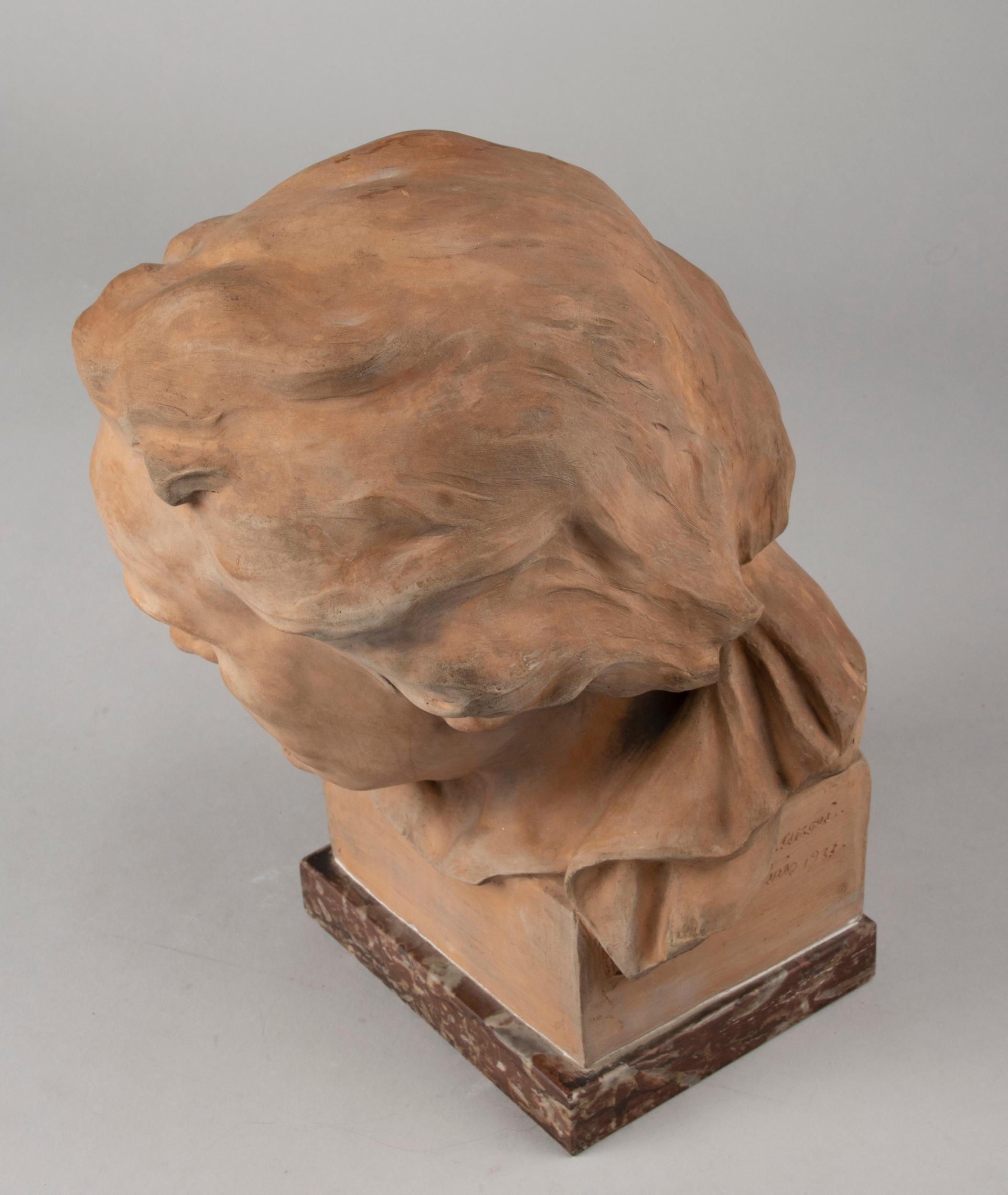 Early 20th Century Terracotta Bust Ludwig von Beethoven by A. Azori 10