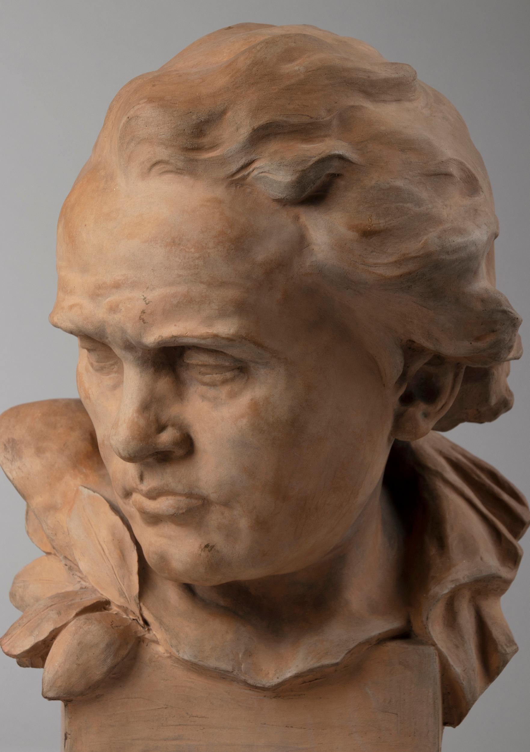 Belle Époque Early 20th Century Terracotta Bust Ludwig von Beethoven by A. Azori
