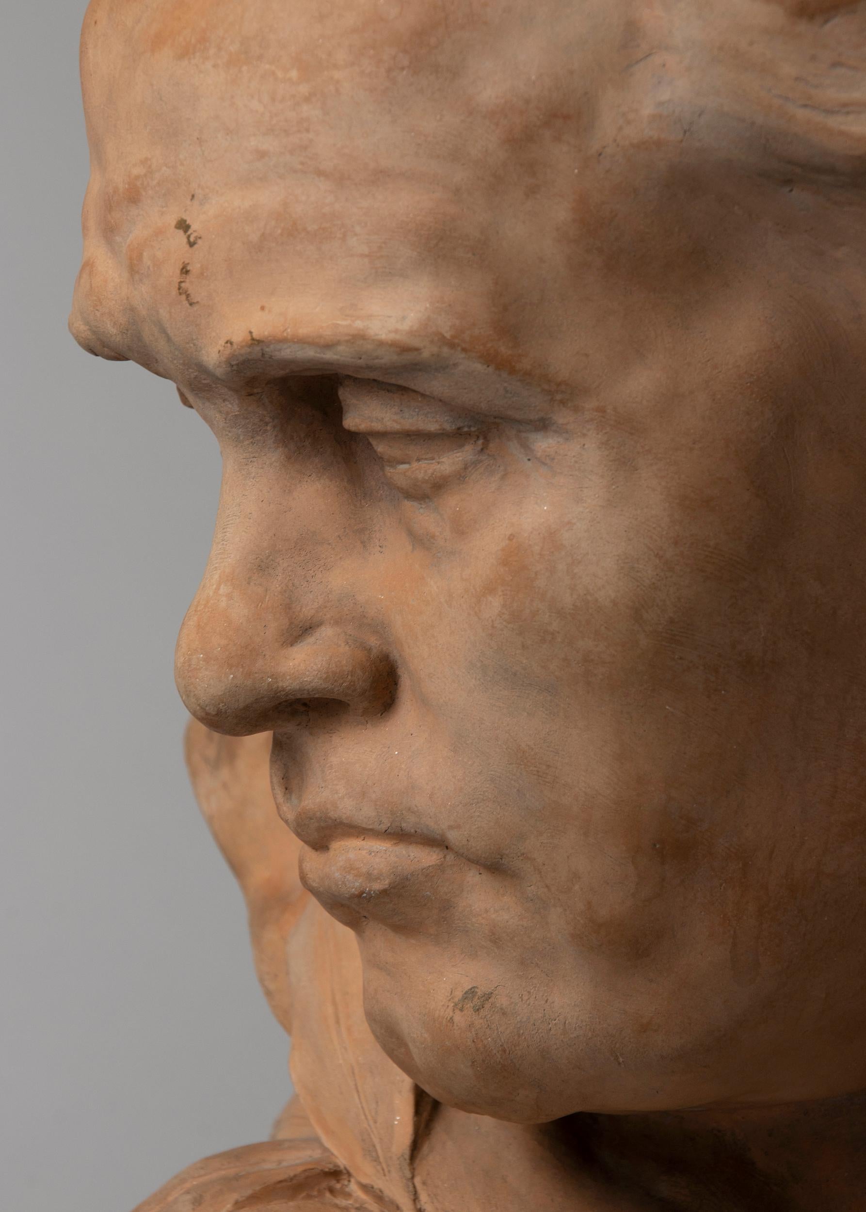 Hand-Crafted Early 20th Century Terracotta Bust Ludwig von Beethoven by A. Azori