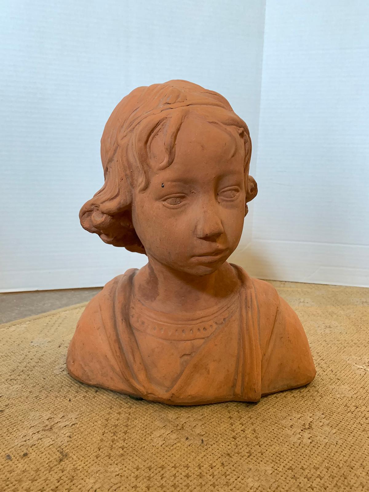 Early 20th century terracotta bust of child.
