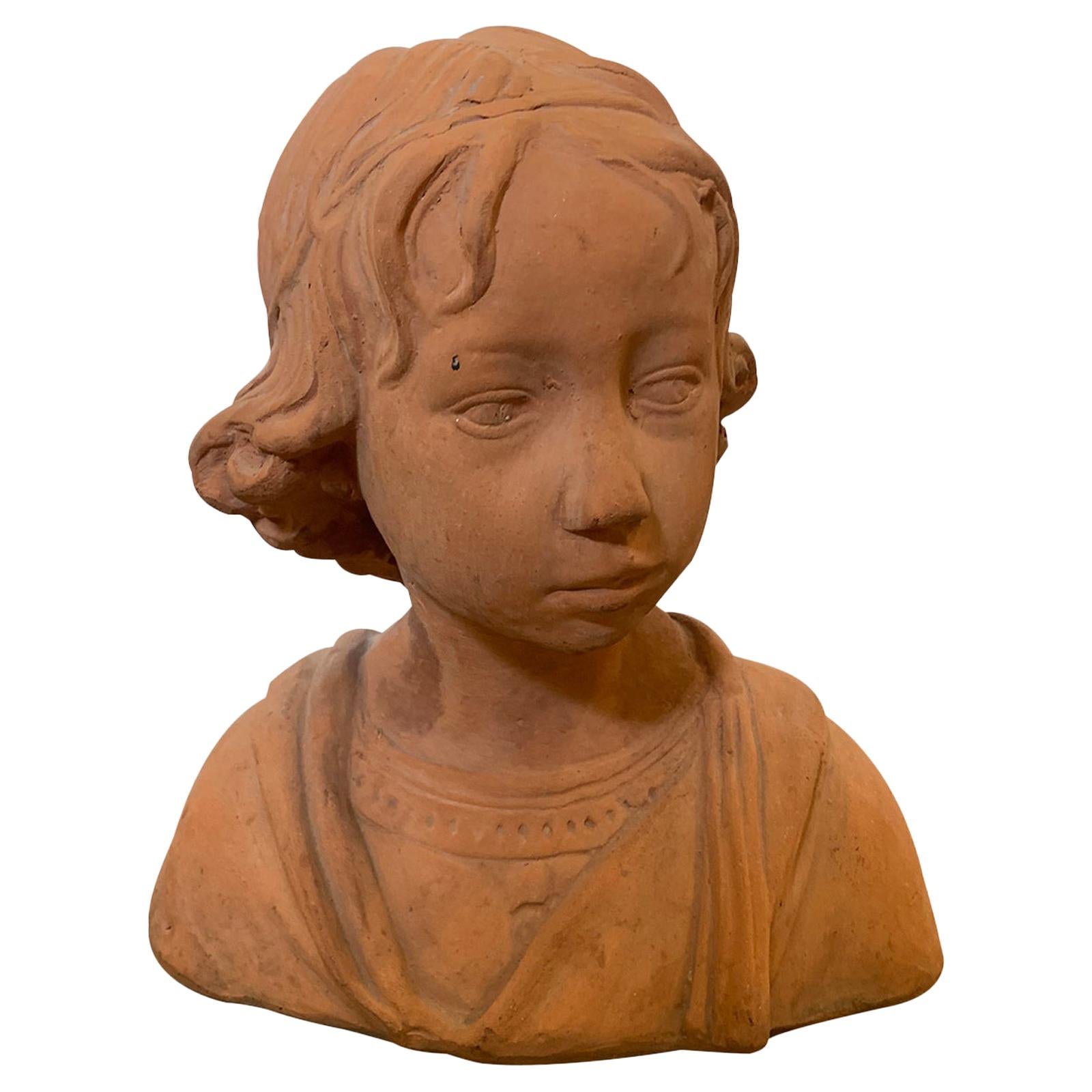 Early 20th Century Terracotta Bust of Child For Sale