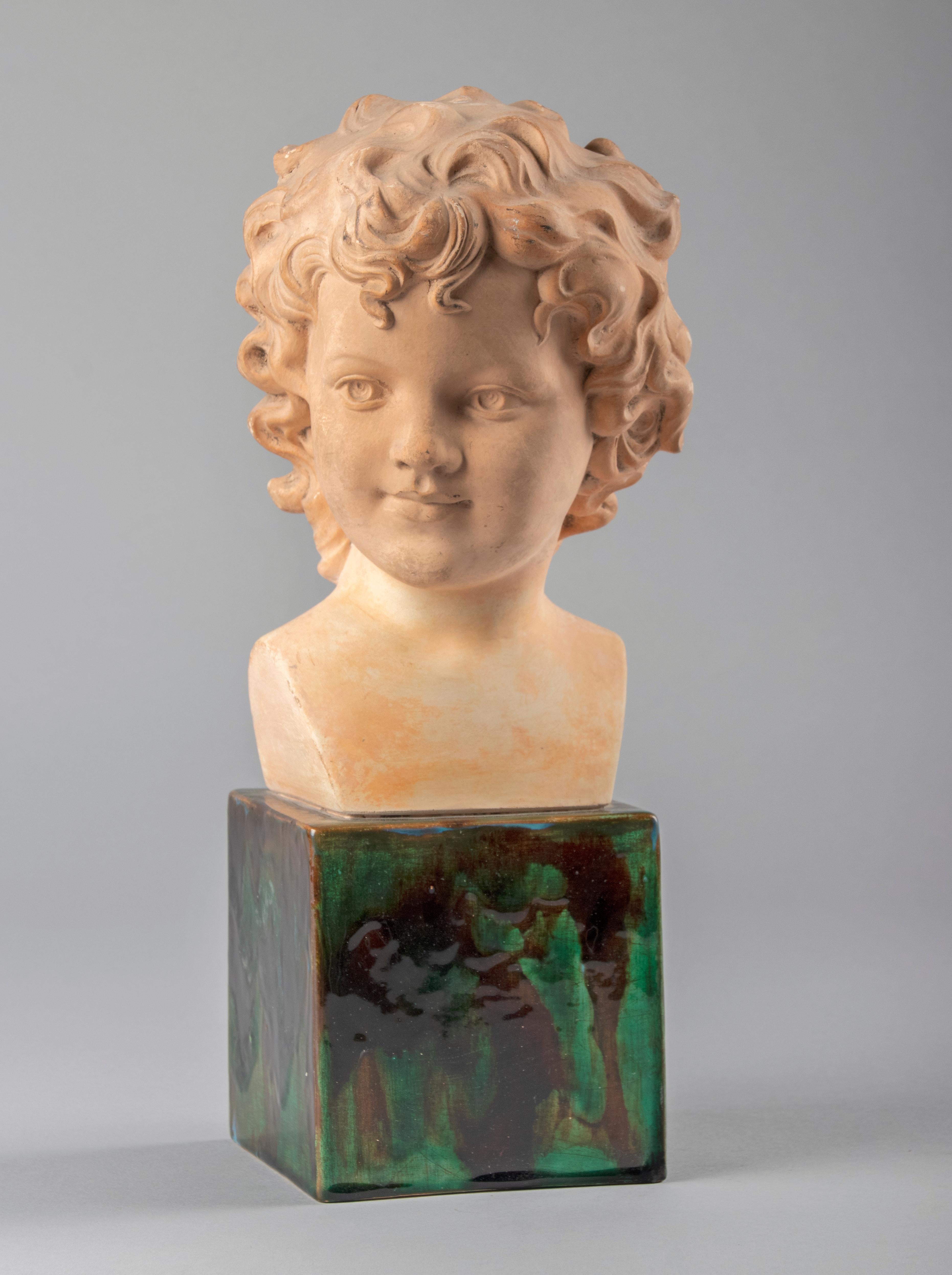 Early 20th Century Terracotta Buste Portrait of a Child Signed Mary For Sale 6