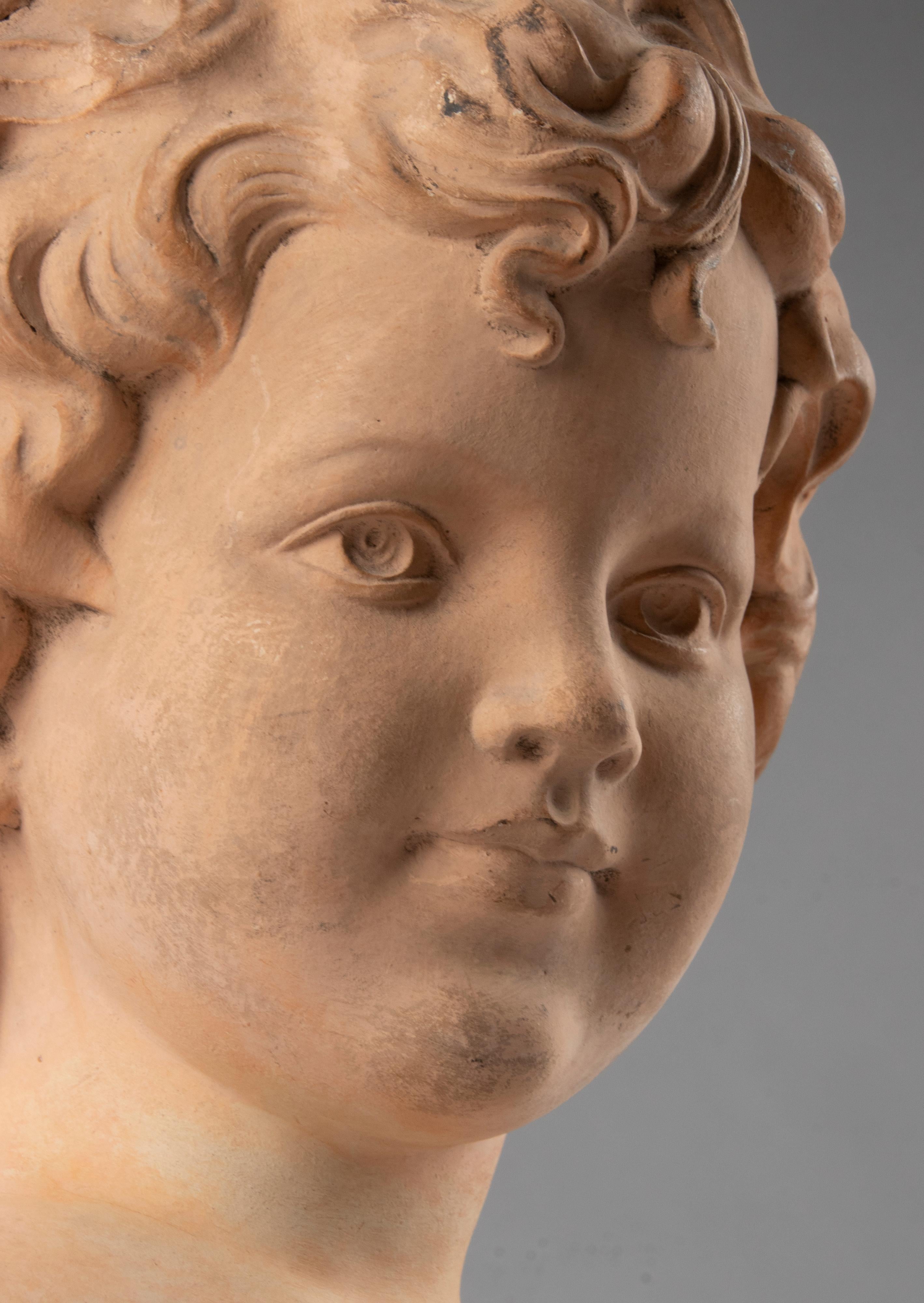 Early 20th Century Terracotta Buste Portrait of a Child Signed Mary For Sale 12