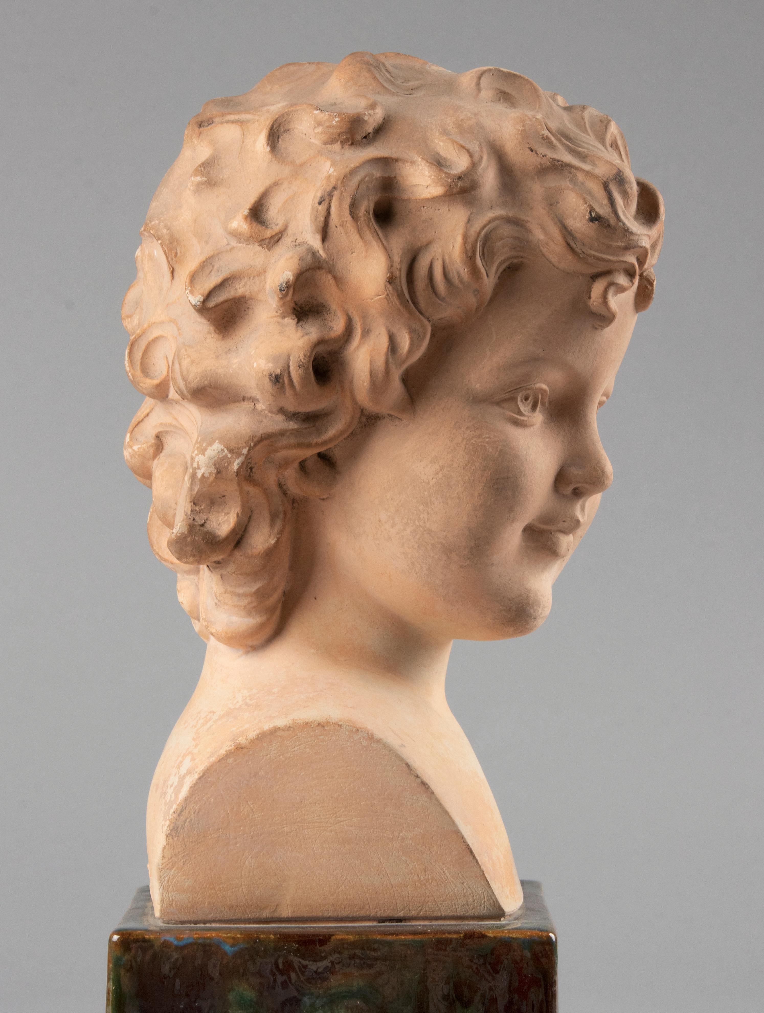 Early 20th Century Terracotta Buste Portrait of a Child Signed Mary For Sale 13