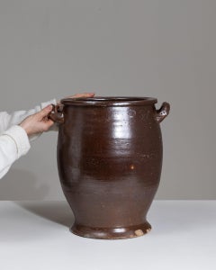Early 20th Century Terracotta Glazed Pot, Belgian Design, Rustic Charm
