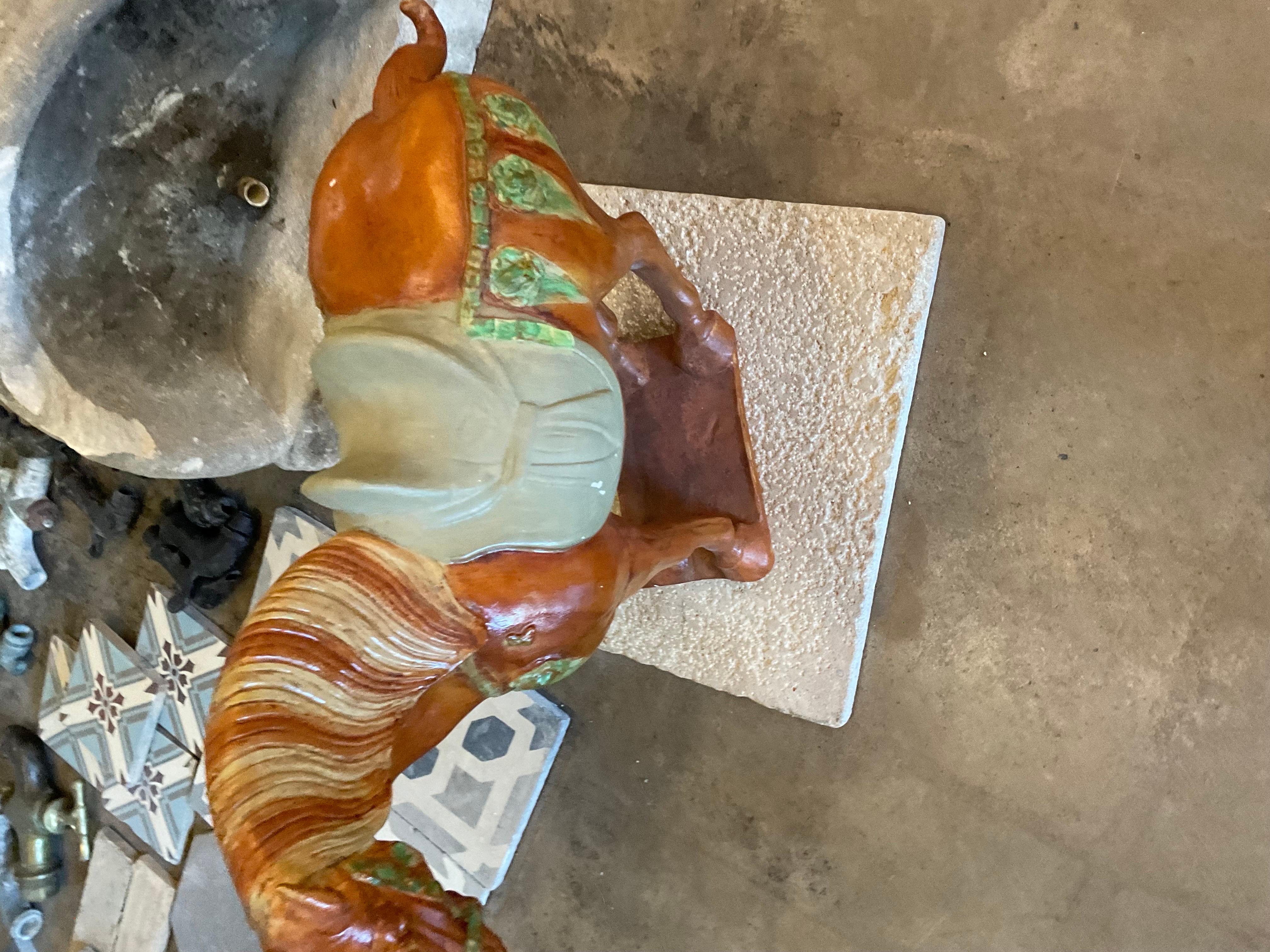 Early 20th Century Terracotta Horse In Good Condition For Sale In Dallas, TX