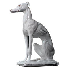 Antique Early 20th Century Terracotta Italian Dog Statue  