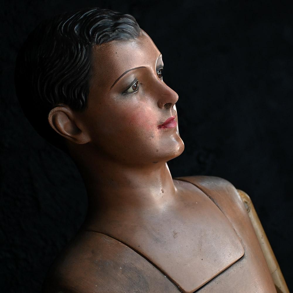 French Early 20th century terracotta Paris shop display mannequin For Sale