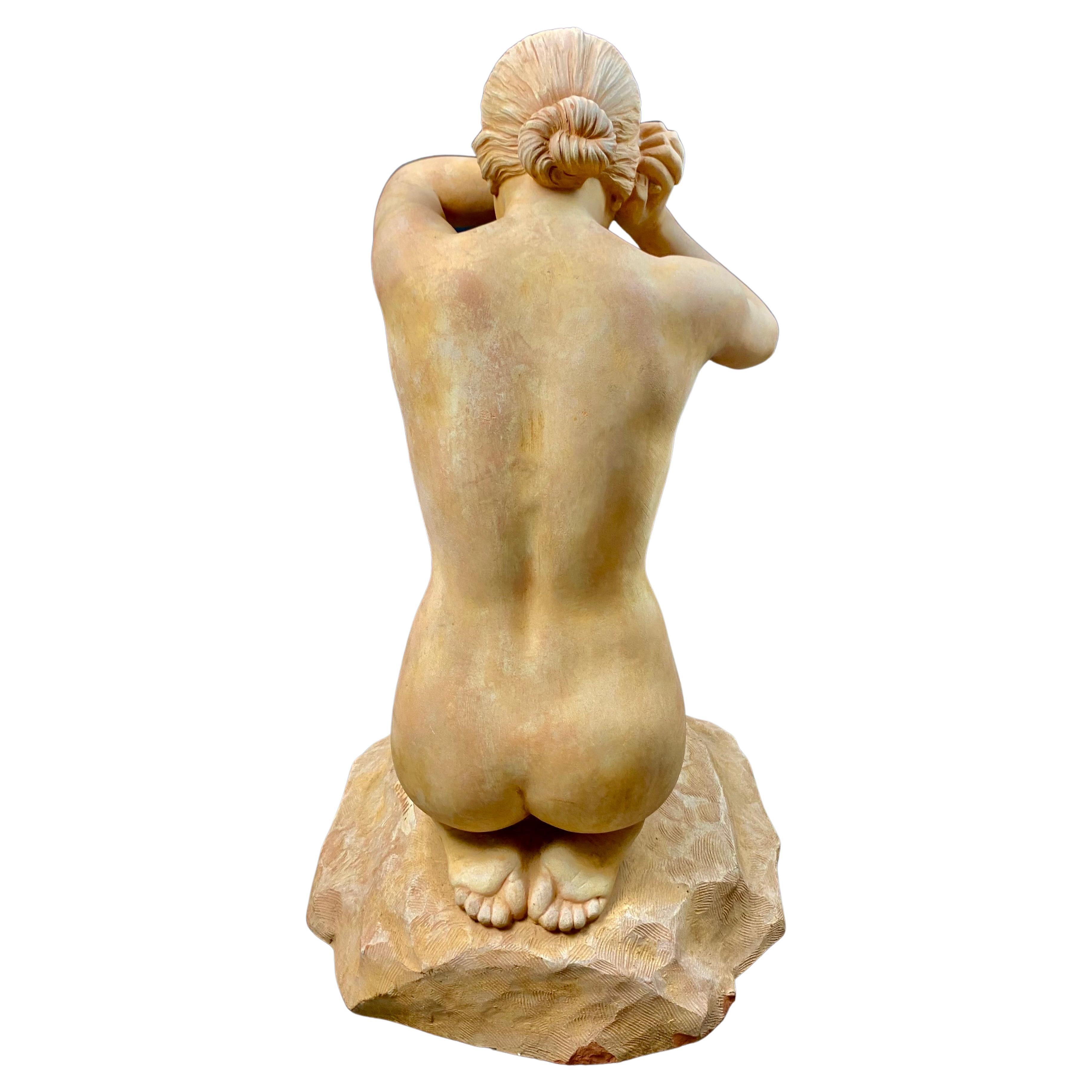 Französische Terrakotta-Skulptur einer nackten Frau „Premiere Faute“ -  von LAMI - Jugendstil im Angebot 5