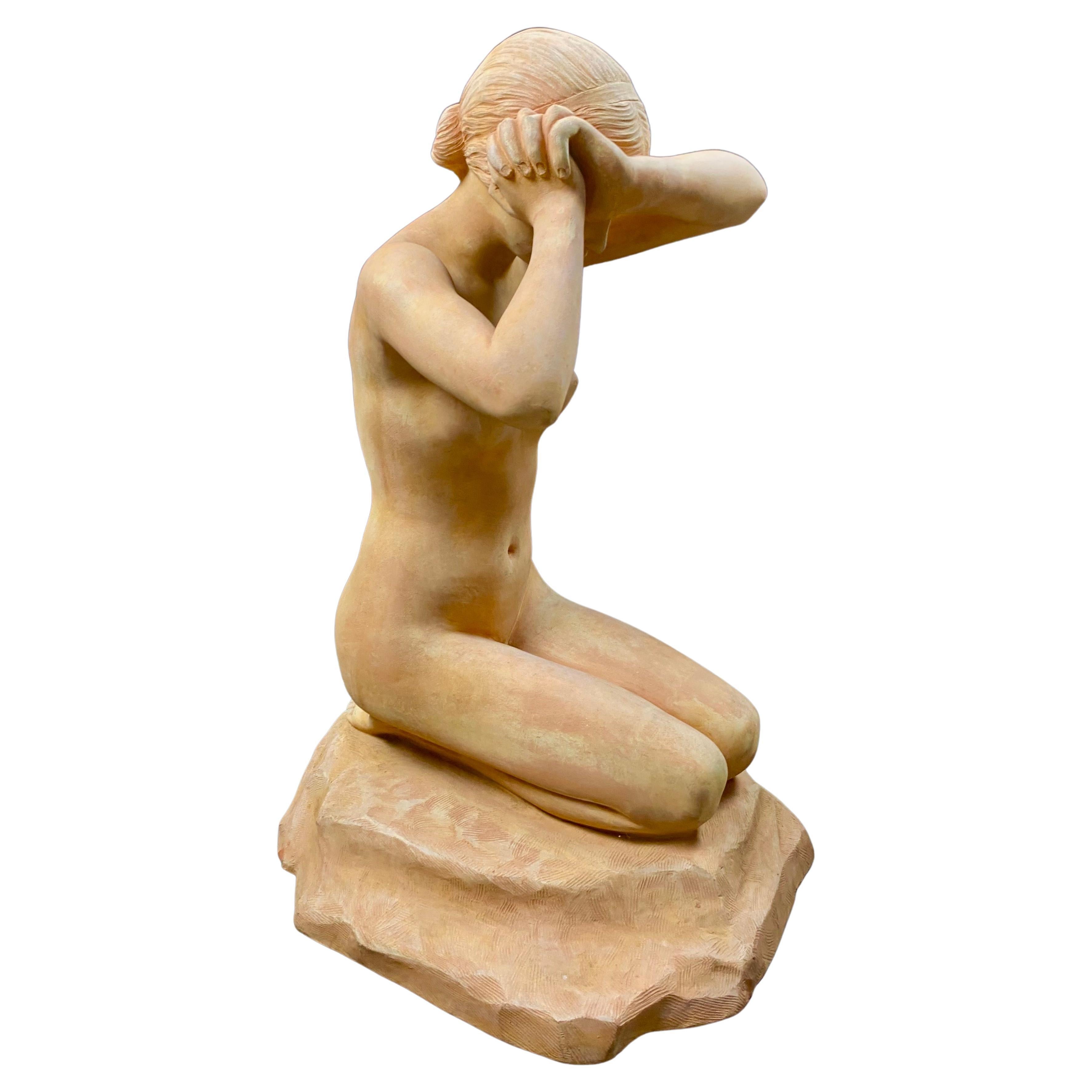 Female nude in terracotta.
Signed 