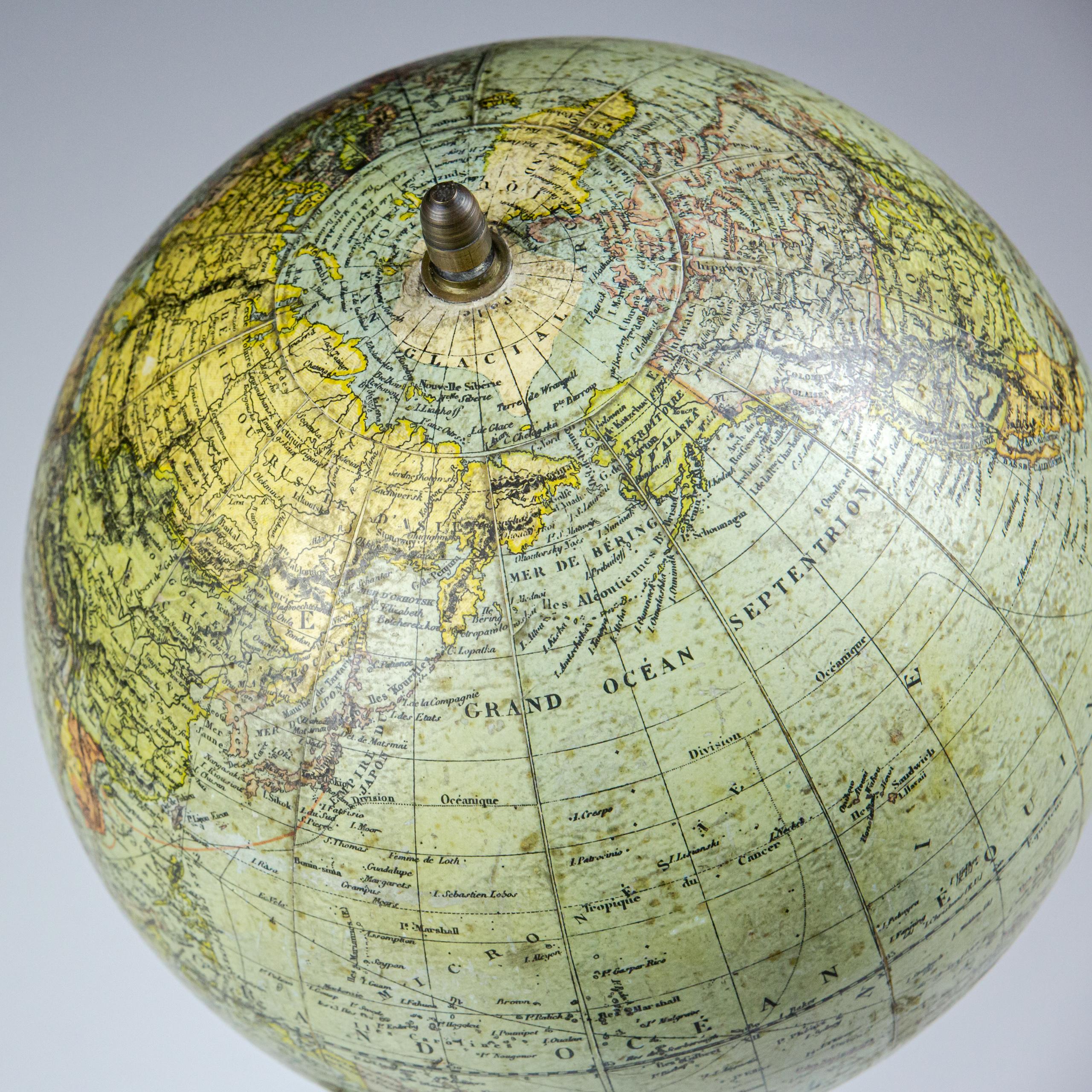 Wood Early 20th Century Terrestrial Globe by G. Thomas Paris For Sale