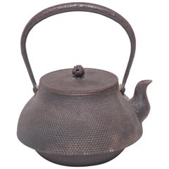 Textured Japanese Tetsubin Teapot with Lotus Bud Knob, c. 1900