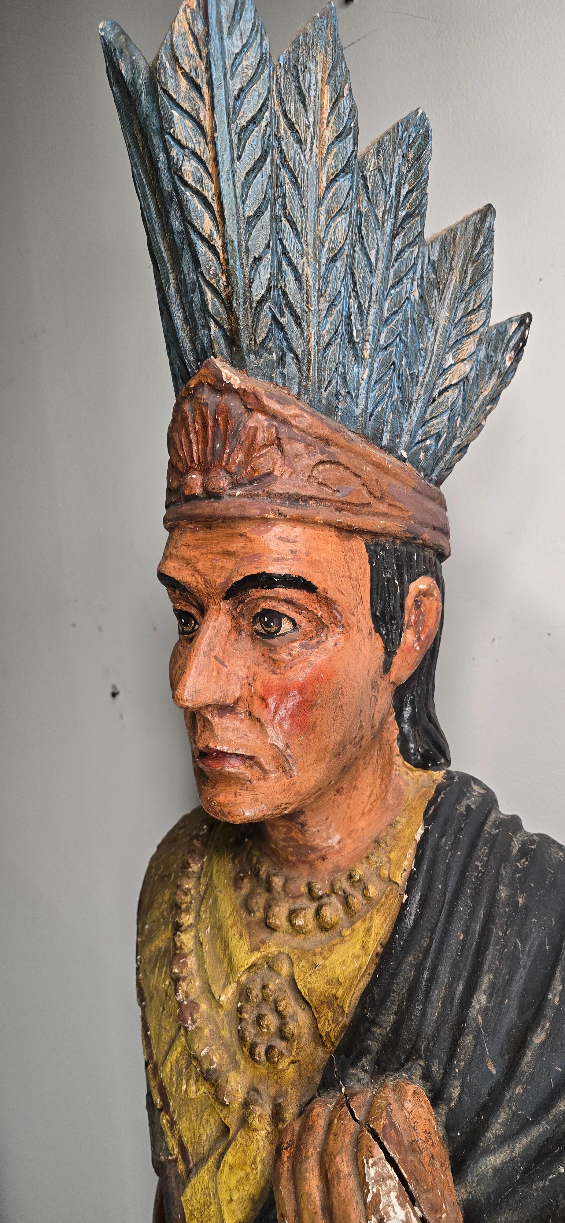 Gesso Early 20th Century 'The Virginian' Cigar Store Indian For Sale