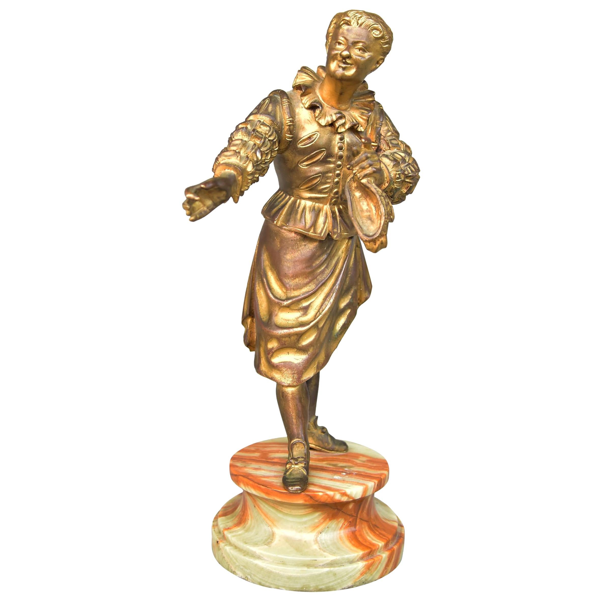 Early 20th Century Theater Actor in Gilded Bronze For Sale