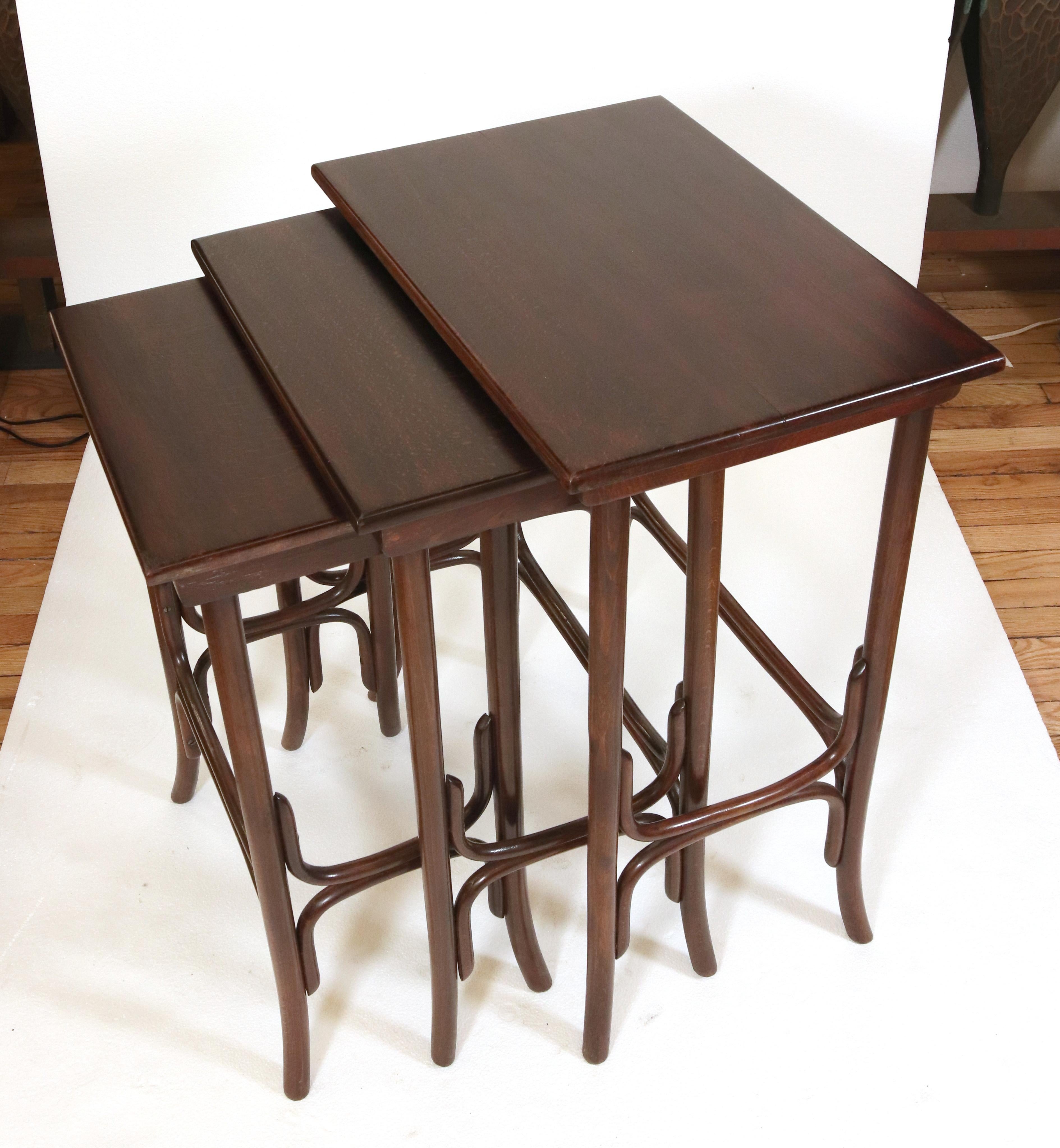 Danish Early 20th Century Thonet Bentwood Oak Nesting Tables