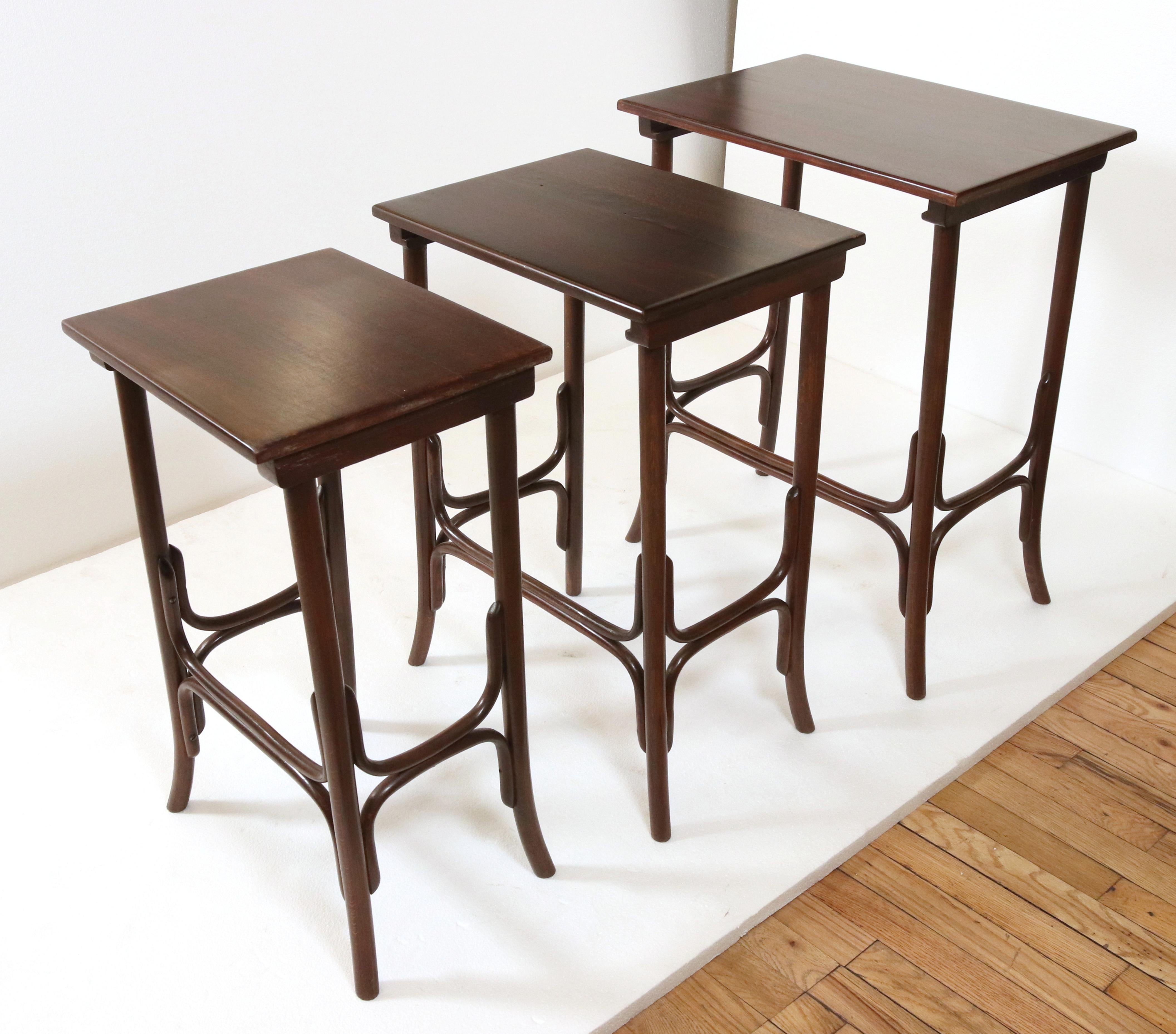 Early 20th Century Thonet Bentwood Oak Nesting Tables 1