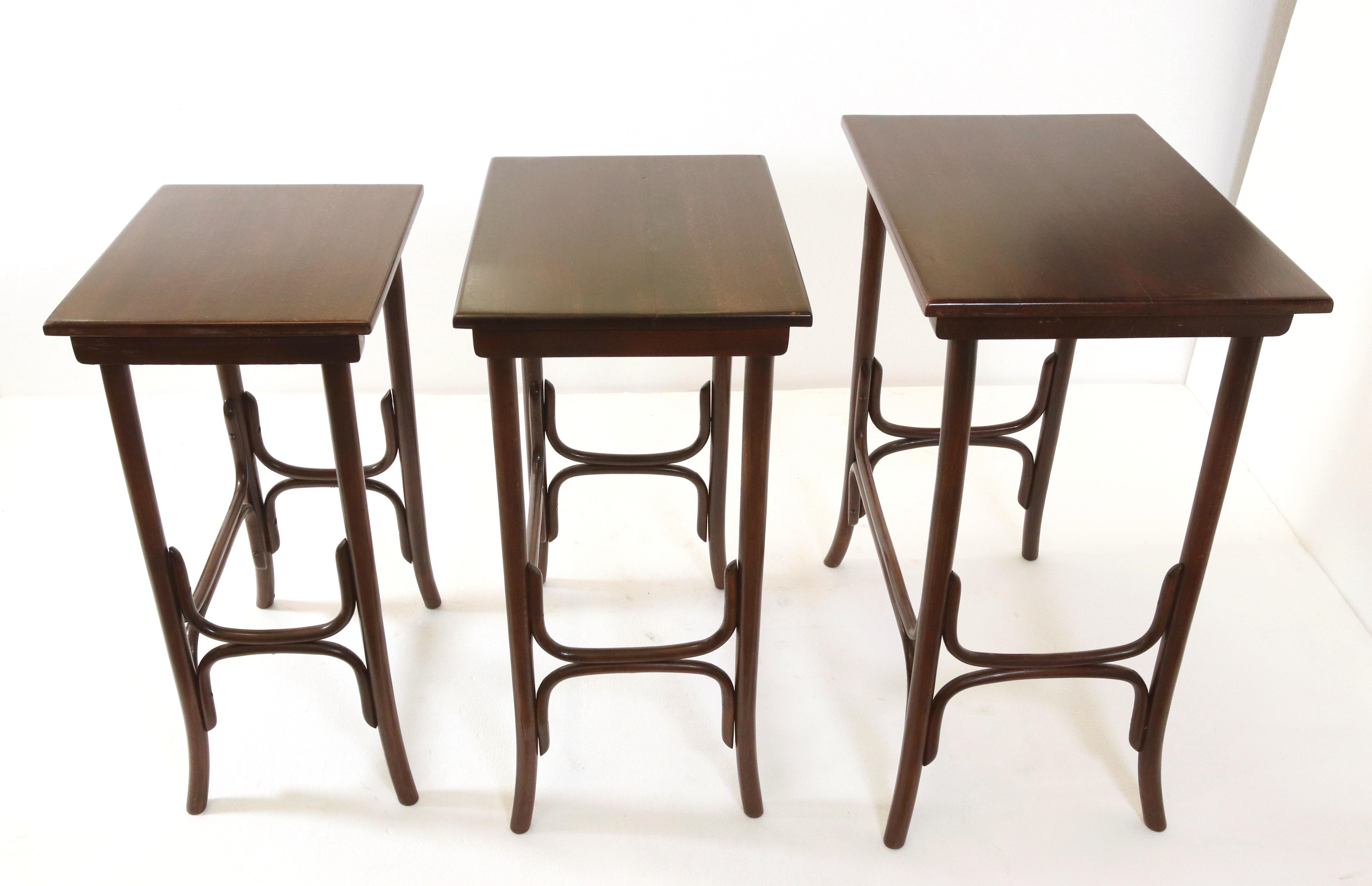 Early 20th Century Thonet Bentwood Oak Nesting Tables 2