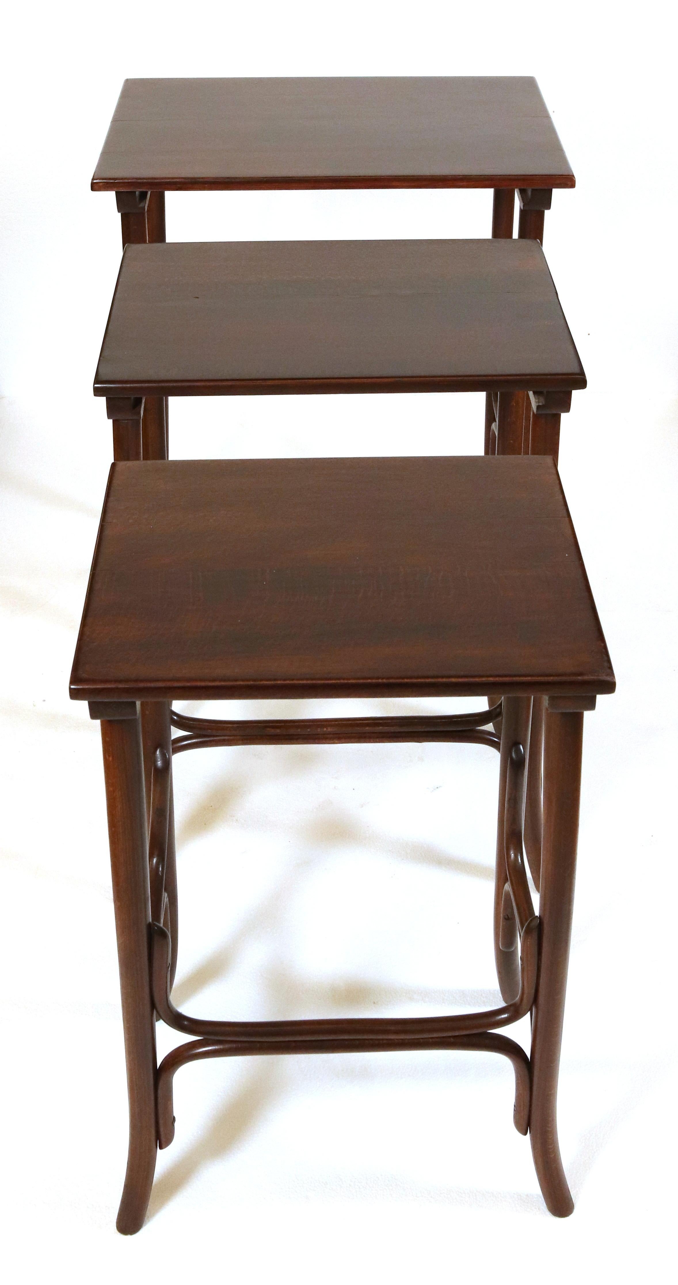 Early 20th Century Thonet Bentwood Oak Nesting Tables 3
