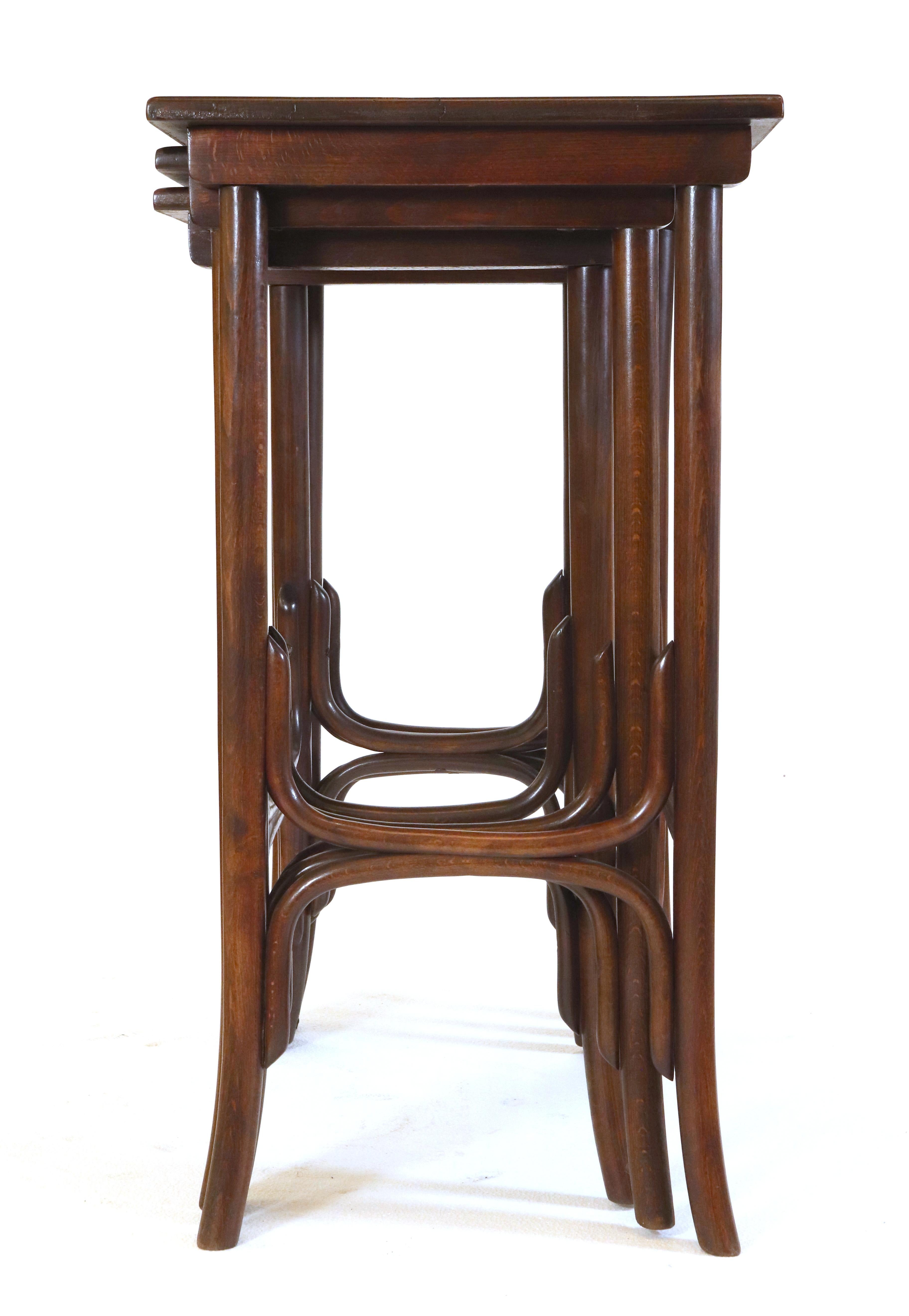 Early 20th Century Thonet Bentwood Oak Nesting Tables 4