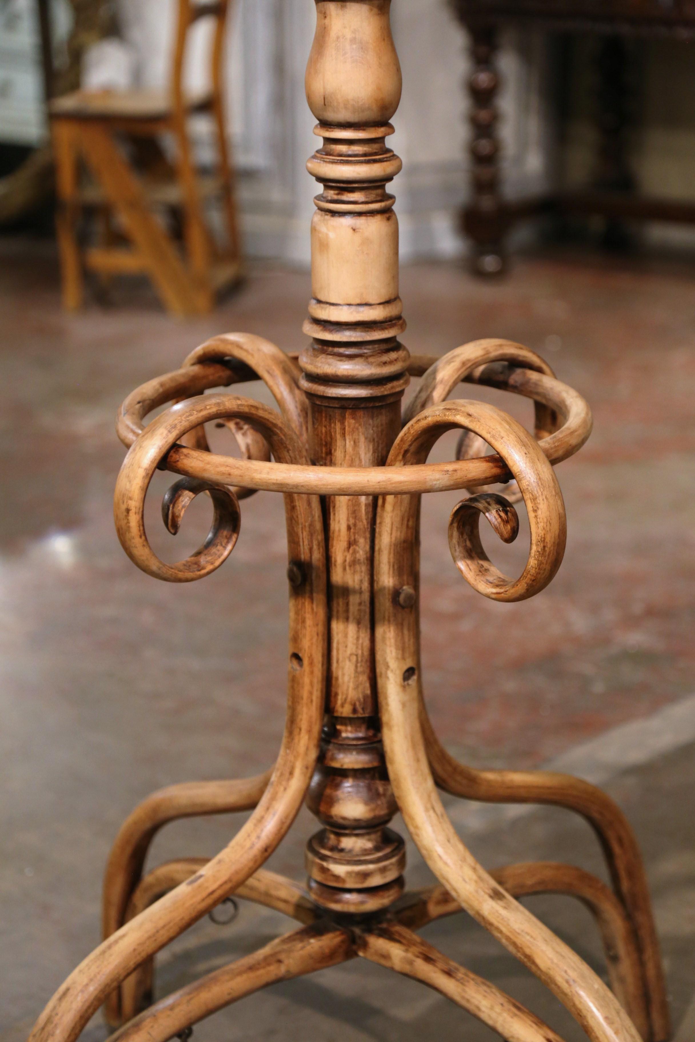Early 20th Century Thonet Style Bleached Bentwood Swivel Hall Tree Coat Stand For Sale 1