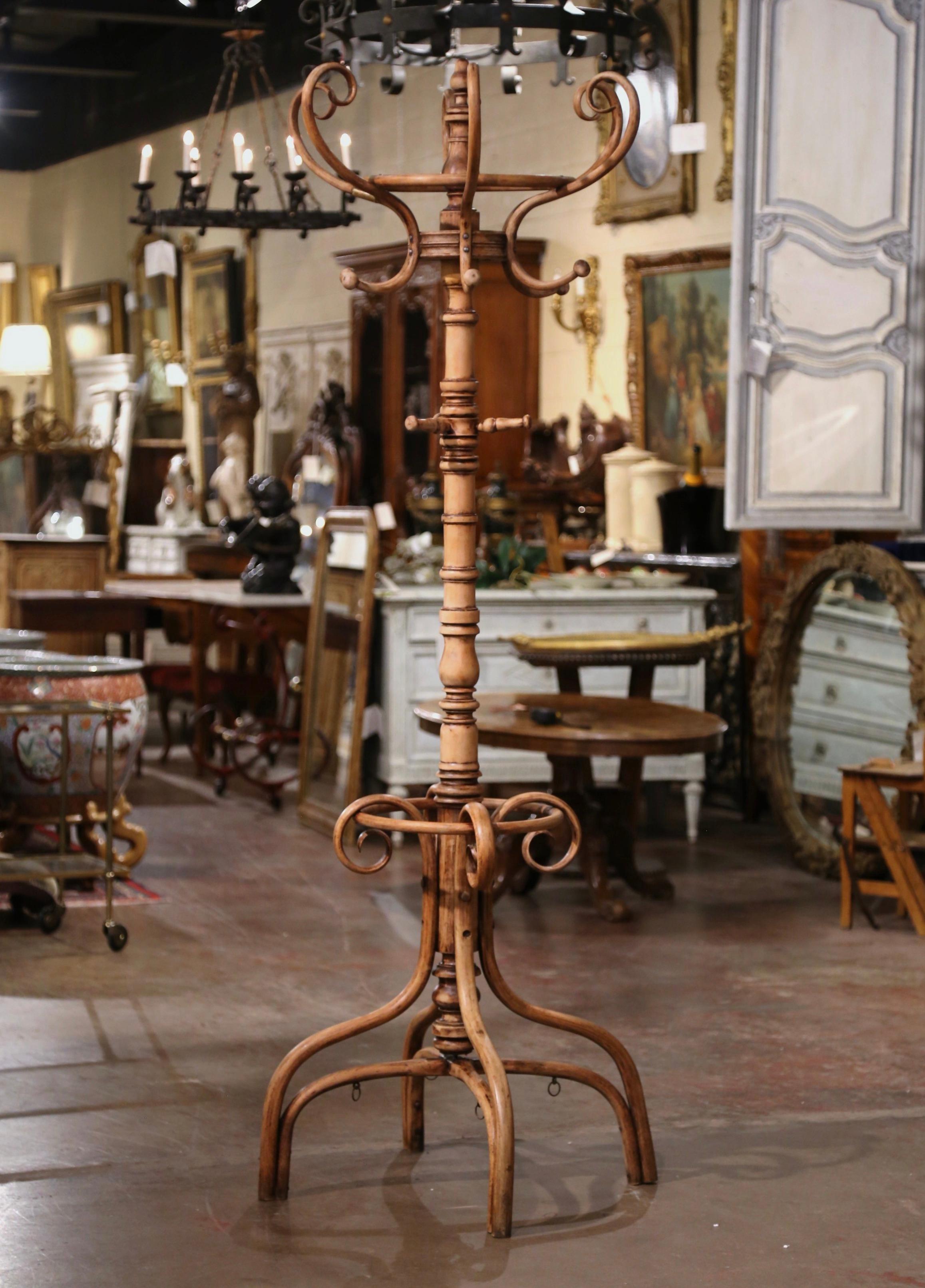 Early 20th Century Thonet Style Bleached Bentwood Swivel Hall Tree Coat Stand For Sale 2