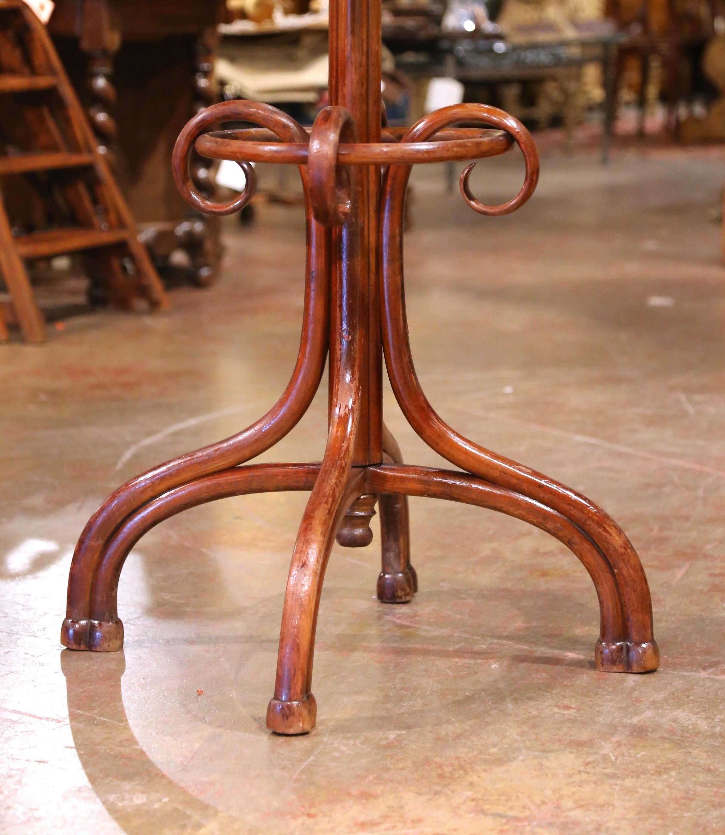 French Early 20th Century Thonet Style Two-Tiered Bentwood Hall Tree Coat Stand For Sale