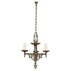 Early 20th Century Three Arm Spanish Revival Brass Chandelier Early 20th Century Three Arm Spanish Revival Brass Chandelier