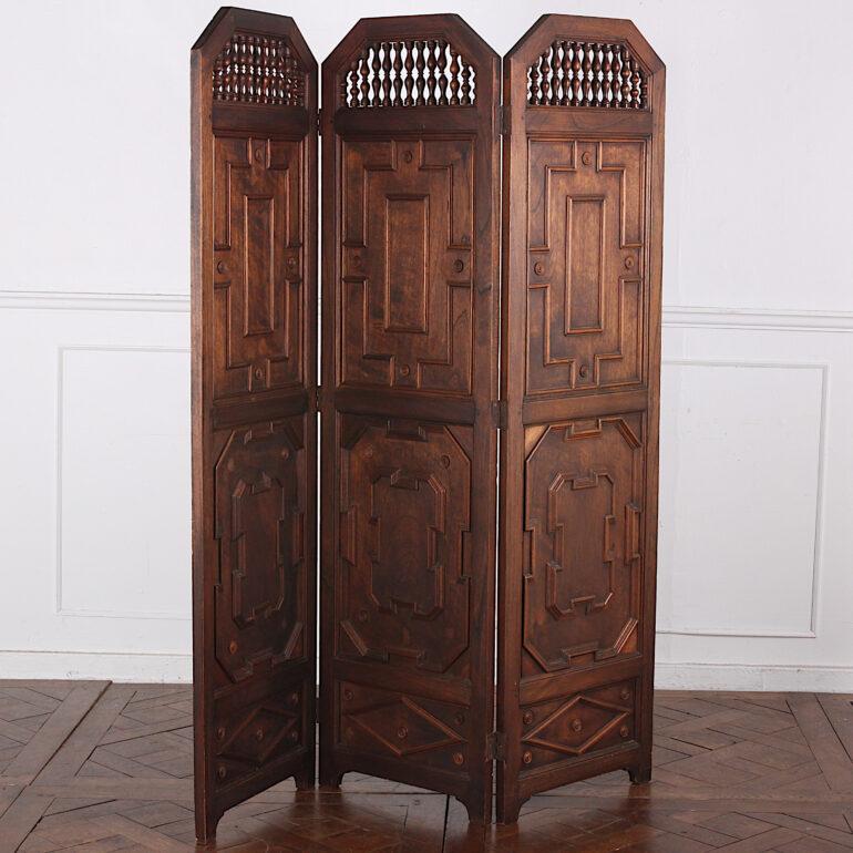 Mid-20th Century Early 20th Century Three Section Paneled Floor Screen