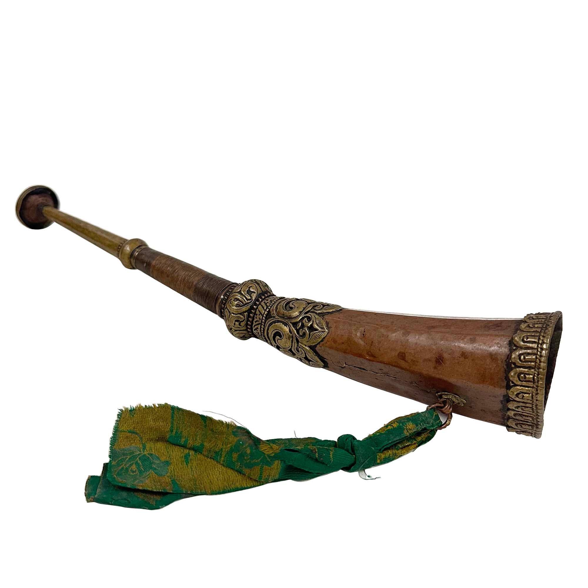 Early 20th Century Tibetan Handcrafted Buddhist Festival Trumpet For Sale 2