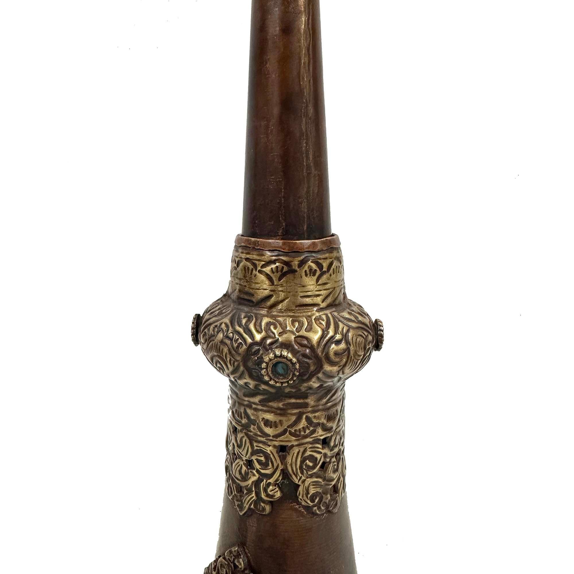Chinese Export Early 20th Century Tibetan Handcrafted Buddhist Festival Trumpet, Rag-Dung For Sale