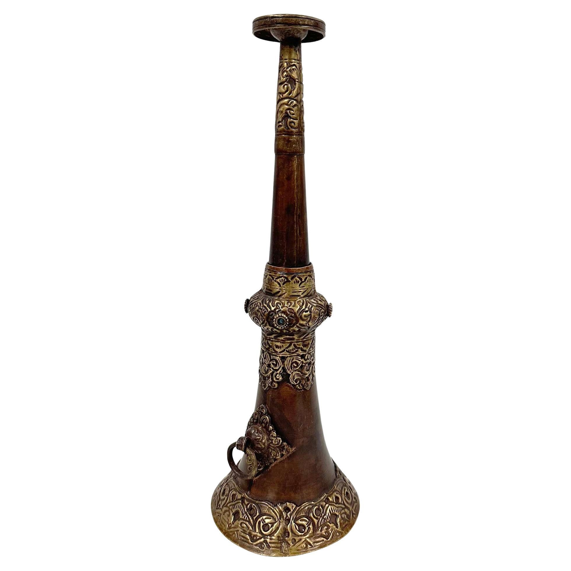 Early 20th Century Tibetan Handcrafted Buddhist Festival Trumpet, Rag-Dung For Sale