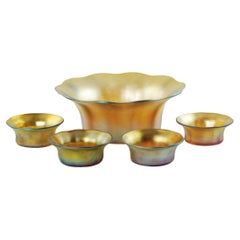 Early 20th Century Tiffany Favrile Glass Five-Piece Serving Set