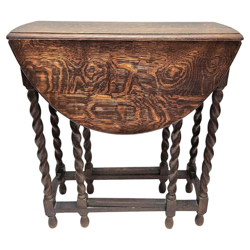 Elegant Dropleaf Gateleg Burl Wood Side Table by Theodore Alexander at ...