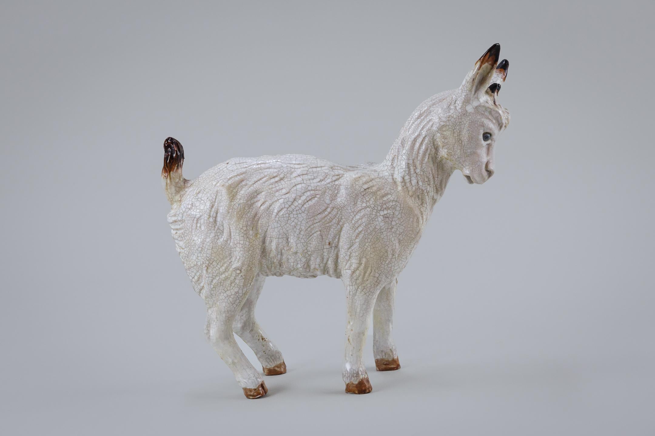 Early 20th Century Tin Glaze Pygmy Goat by Bavent 5